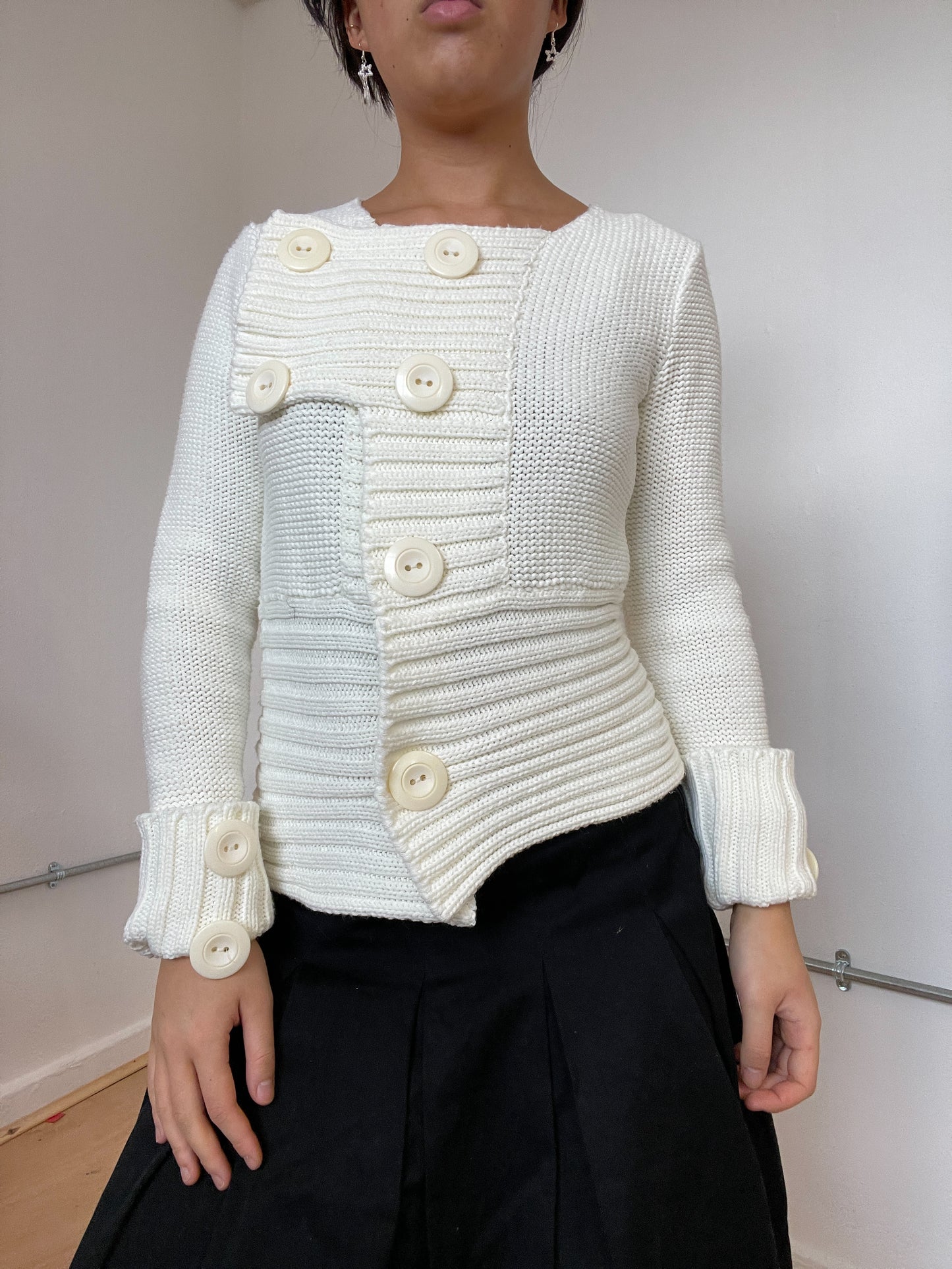 Cream button knit jumper