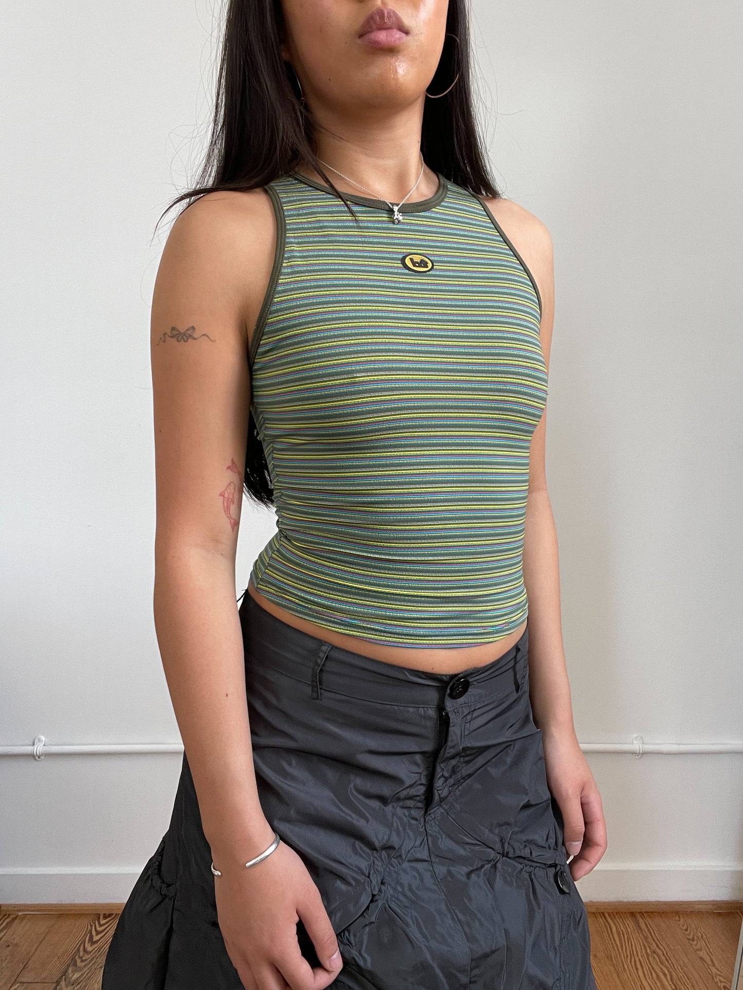 Green Stripy Vest Top