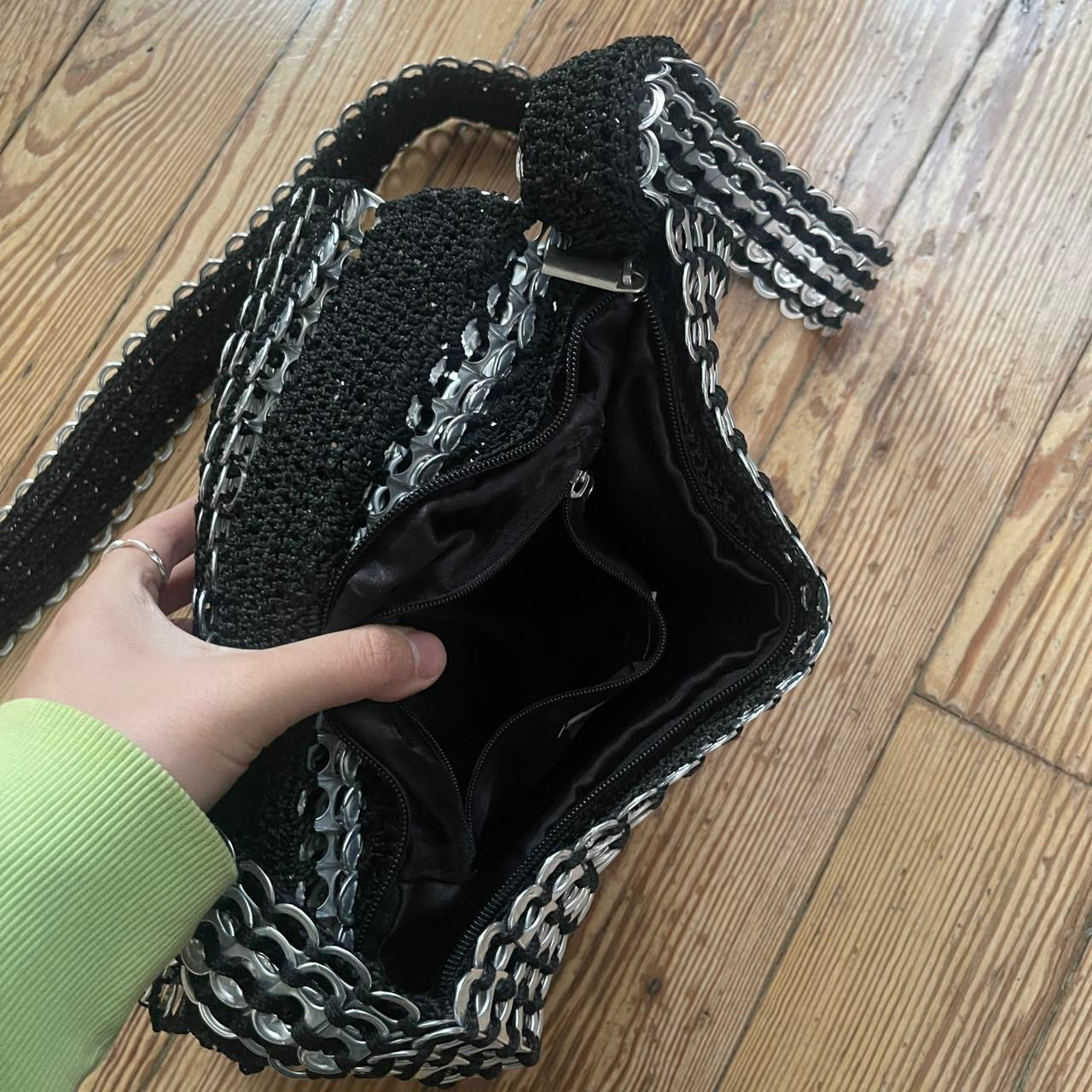 Vintage silver chrome bottle cap bag