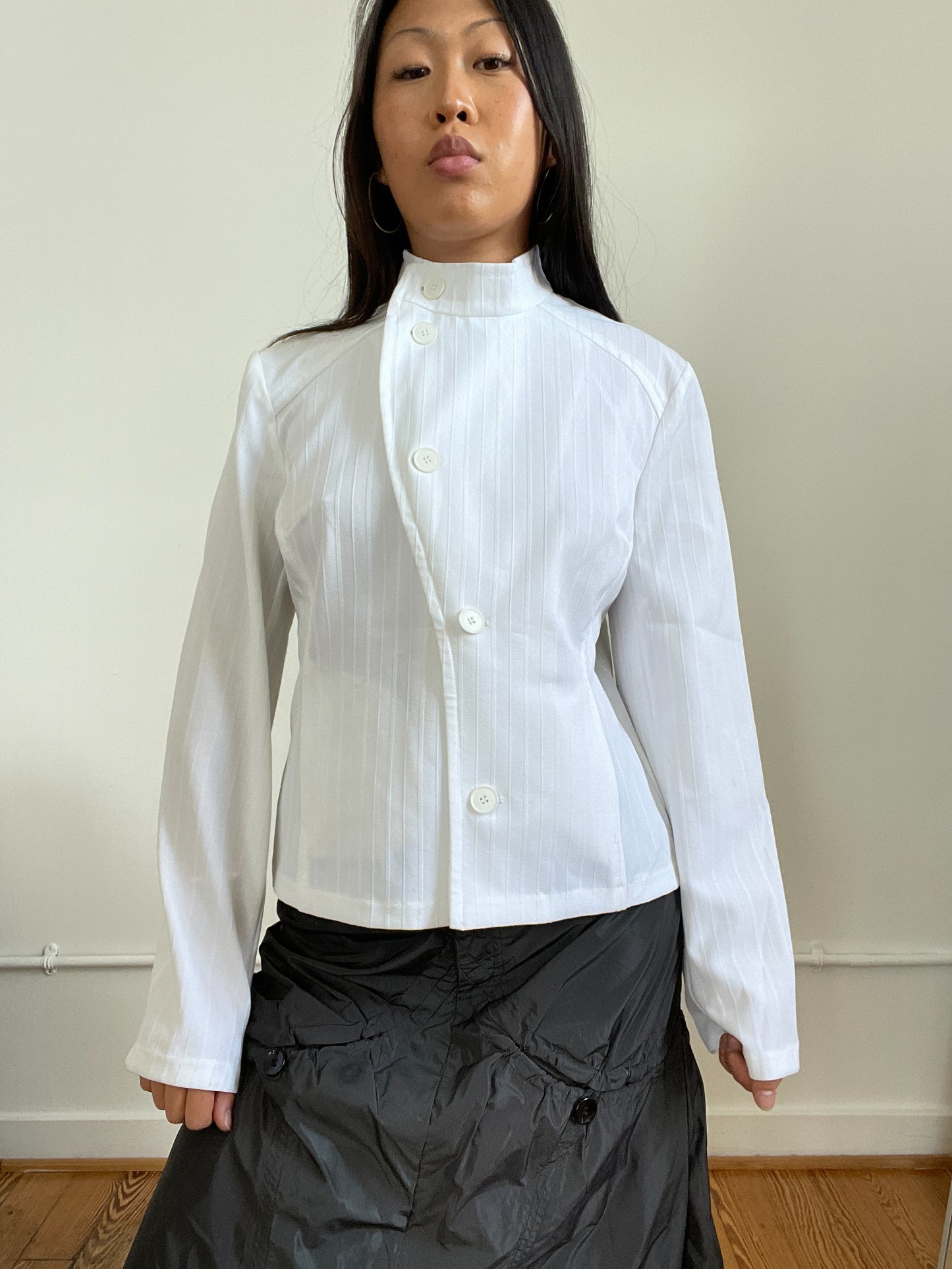White Asymmetric Lightweight Jacket