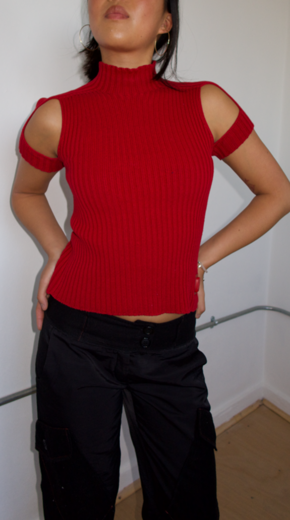 Vintage Red Knit Cop Copine Top