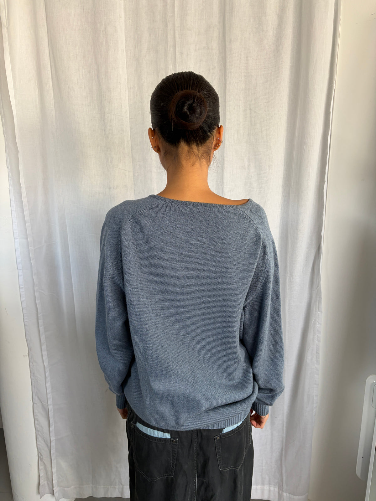 Vintage Blue V-Neck Jumper