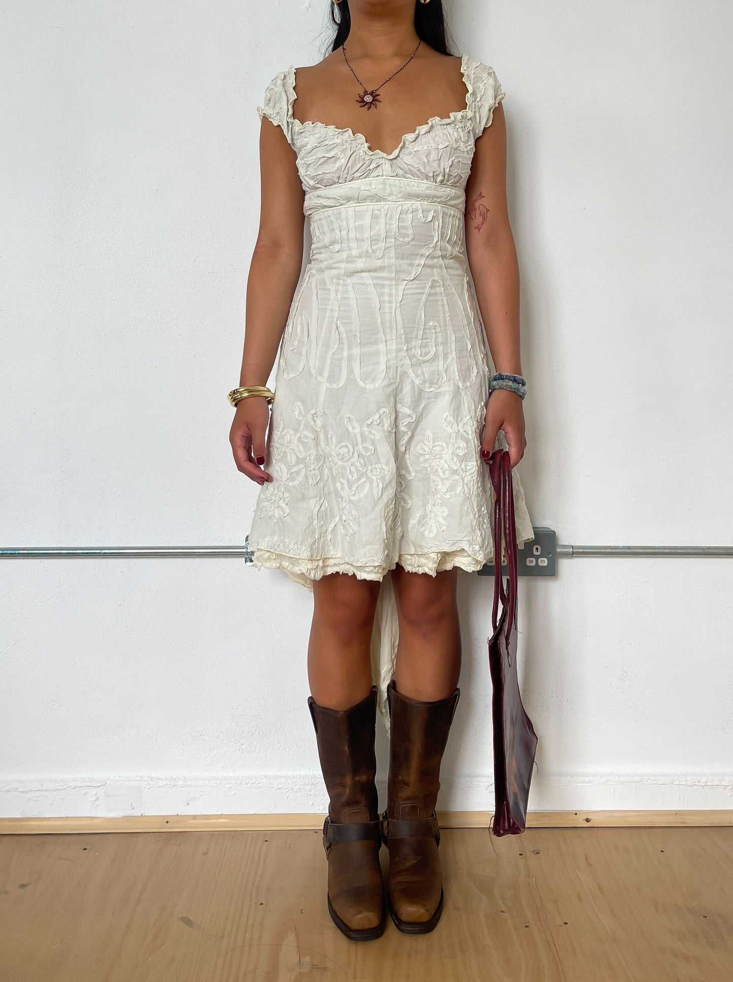 Vintage Ruffle Flowy Mini Dress