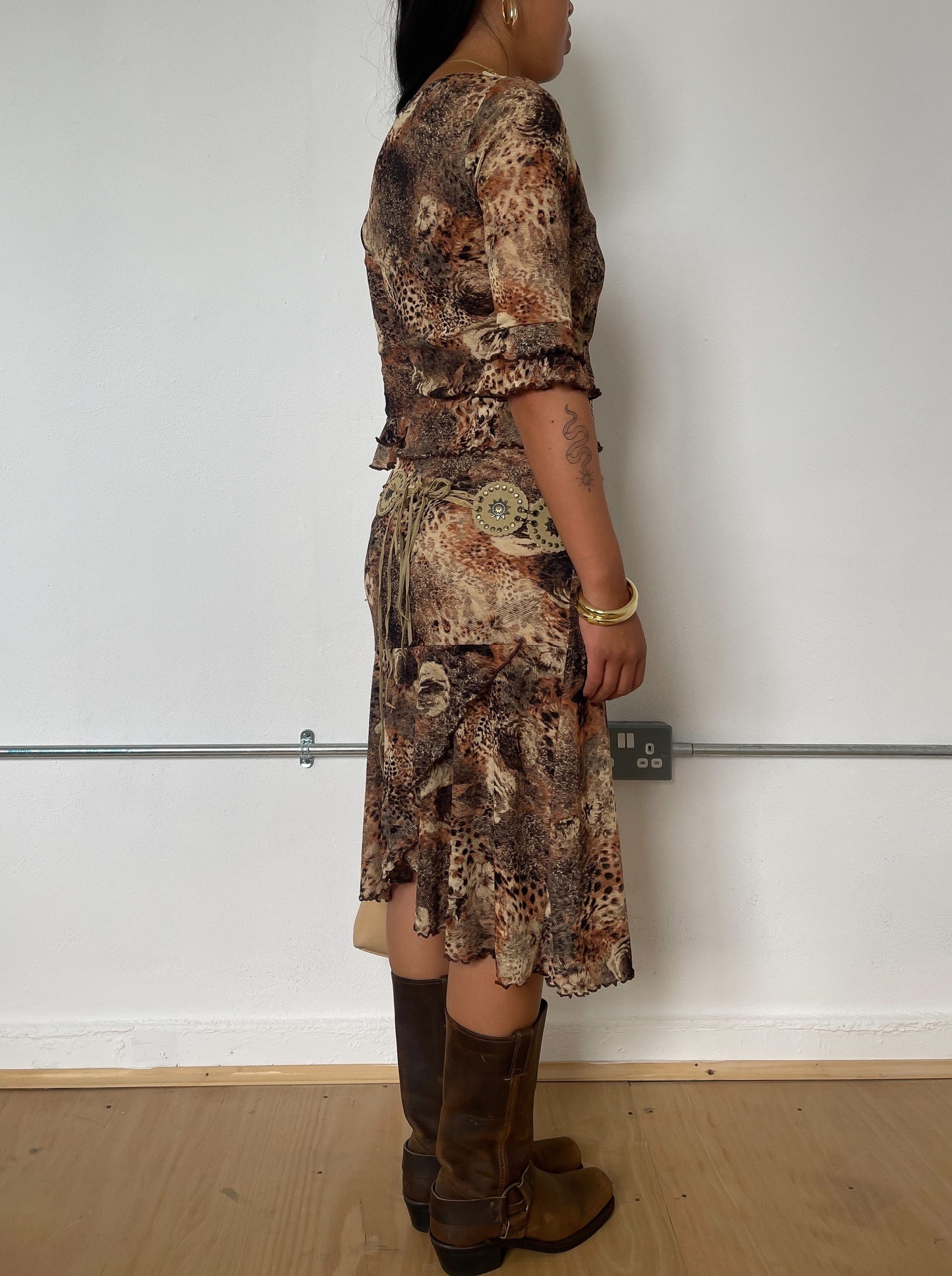 Vintage Brown Floral Two Piece Set