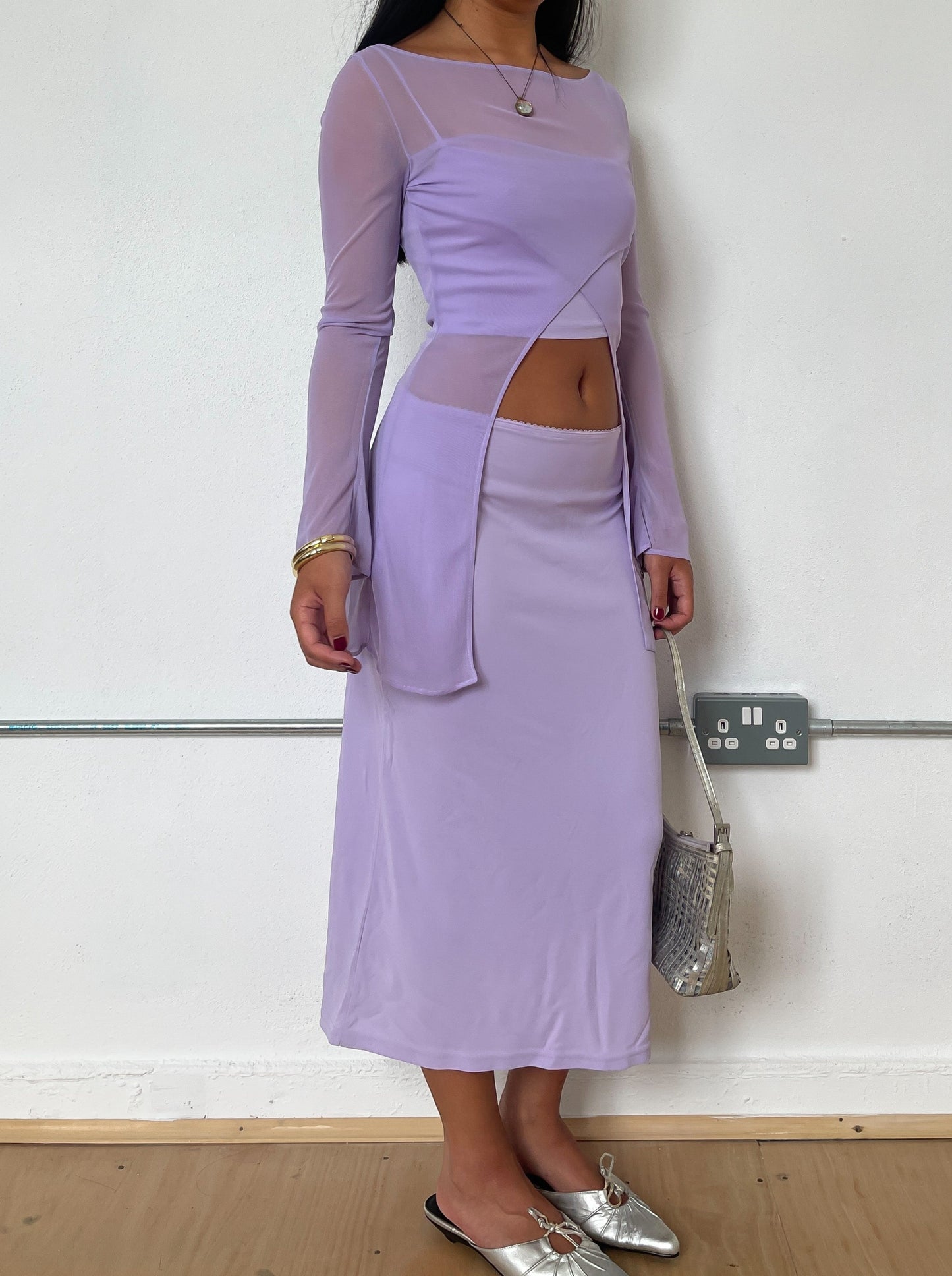 Vintage lilac sheer three piece set