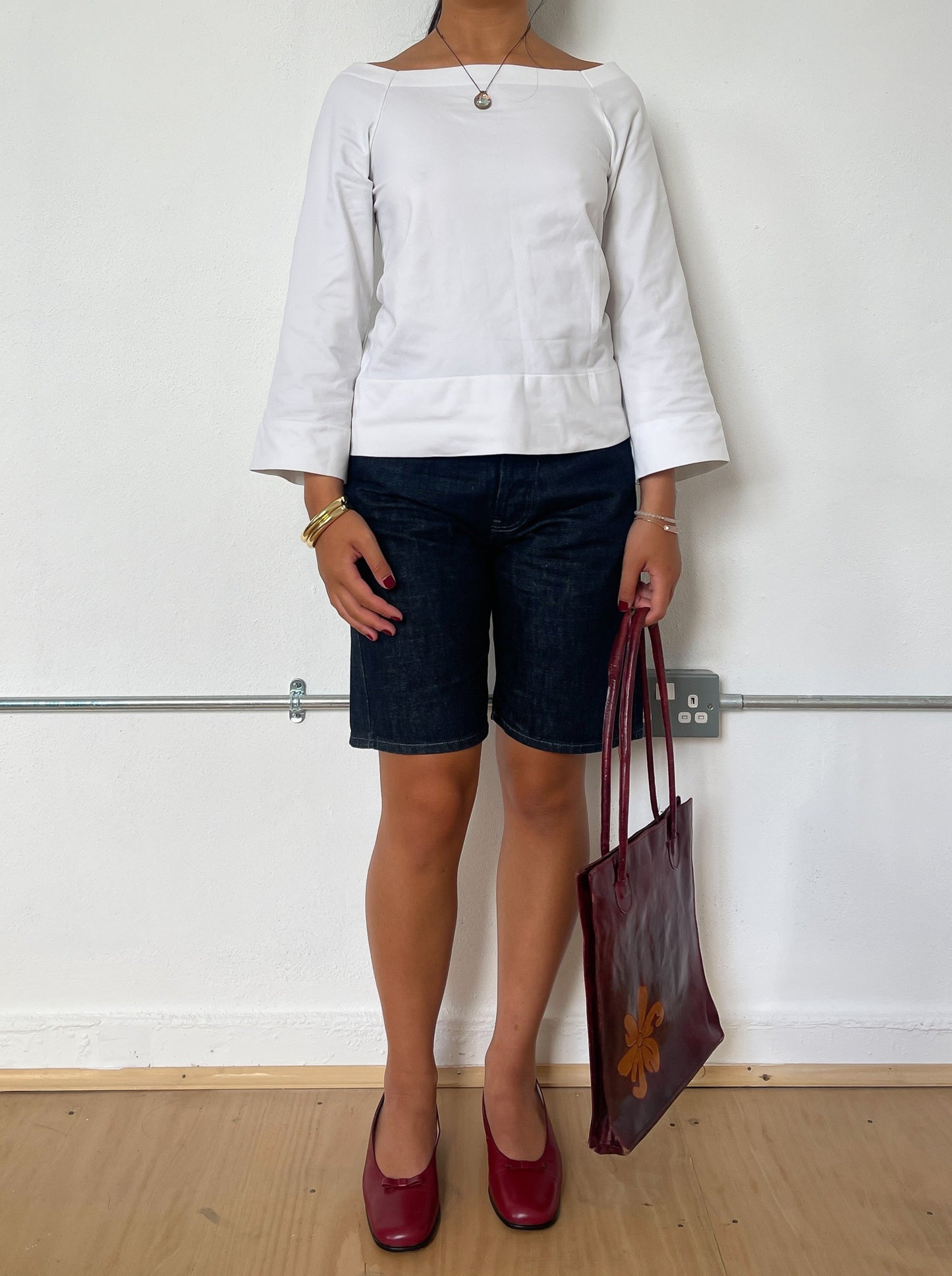 Vintage White Bardot Long Sleeve