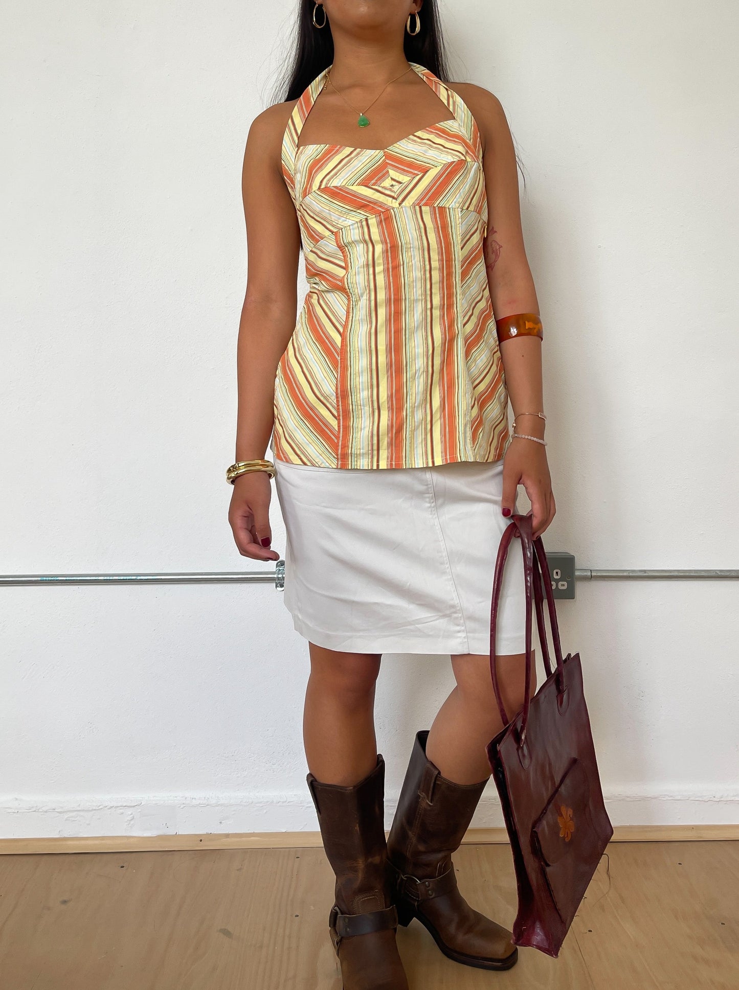 Vintage Orange Yellow Halter Top