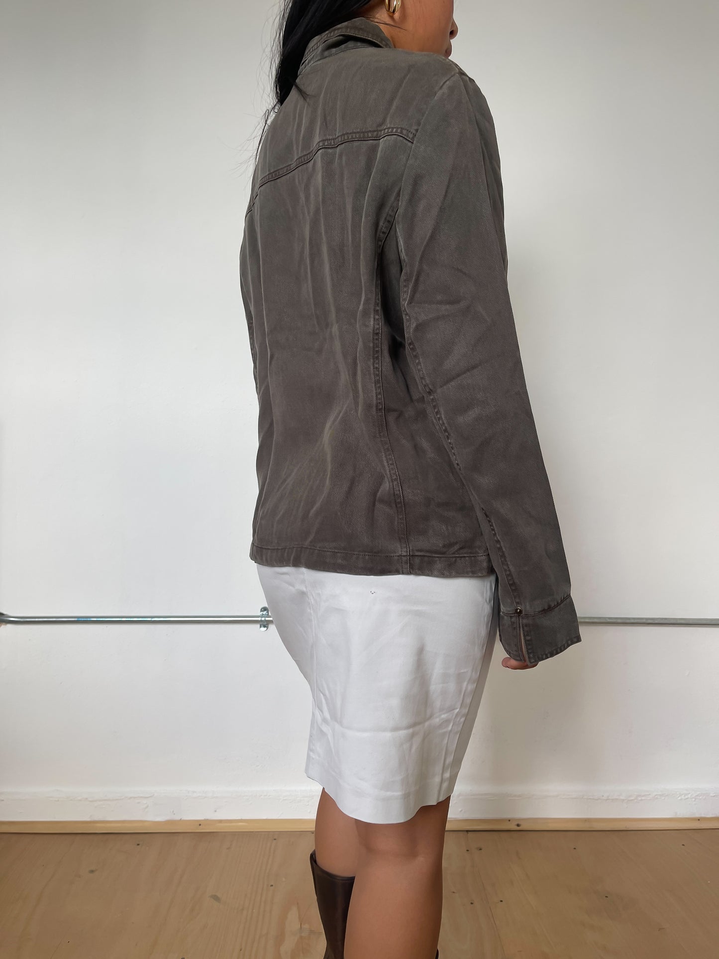 Vintage Khaki Zip Up Jacket