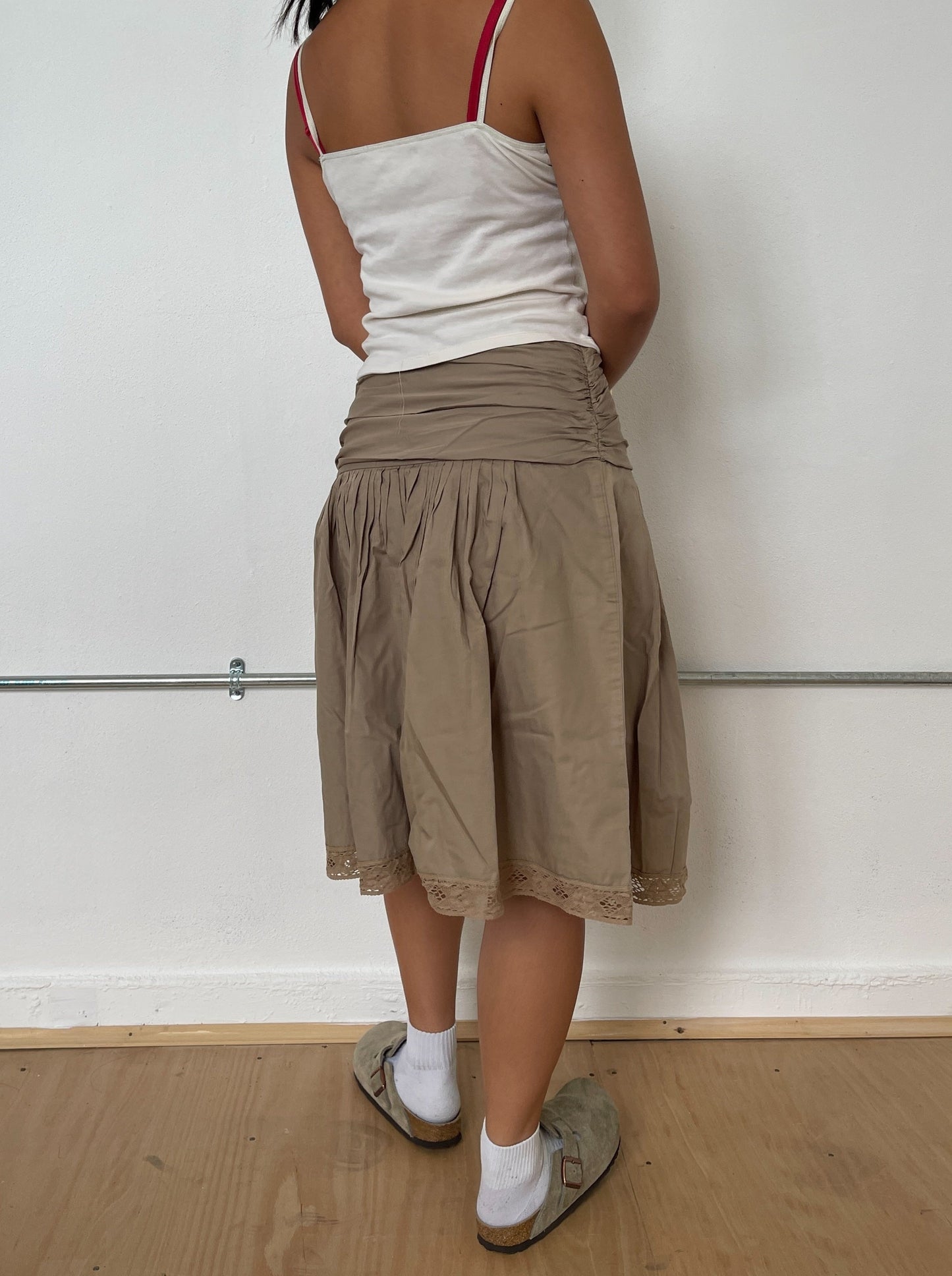 Vintage Beige Midi Skirt