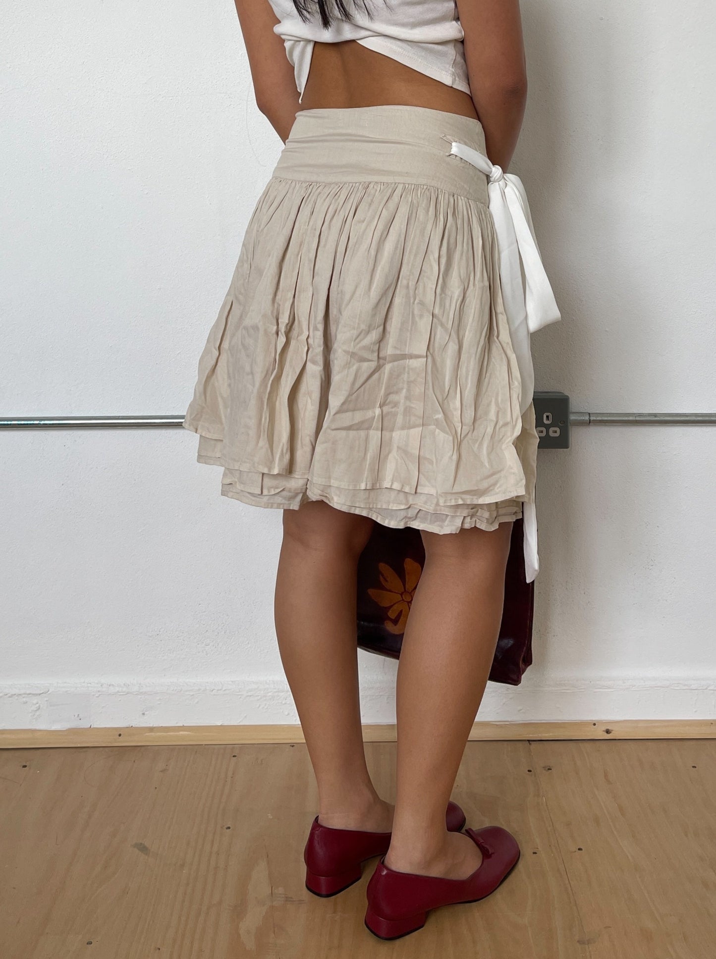 Vintage Beige Midi Skirt