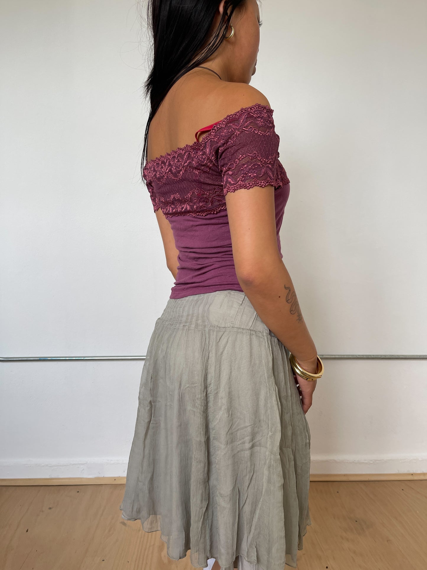 Vintage Purple Lace Bardot Top