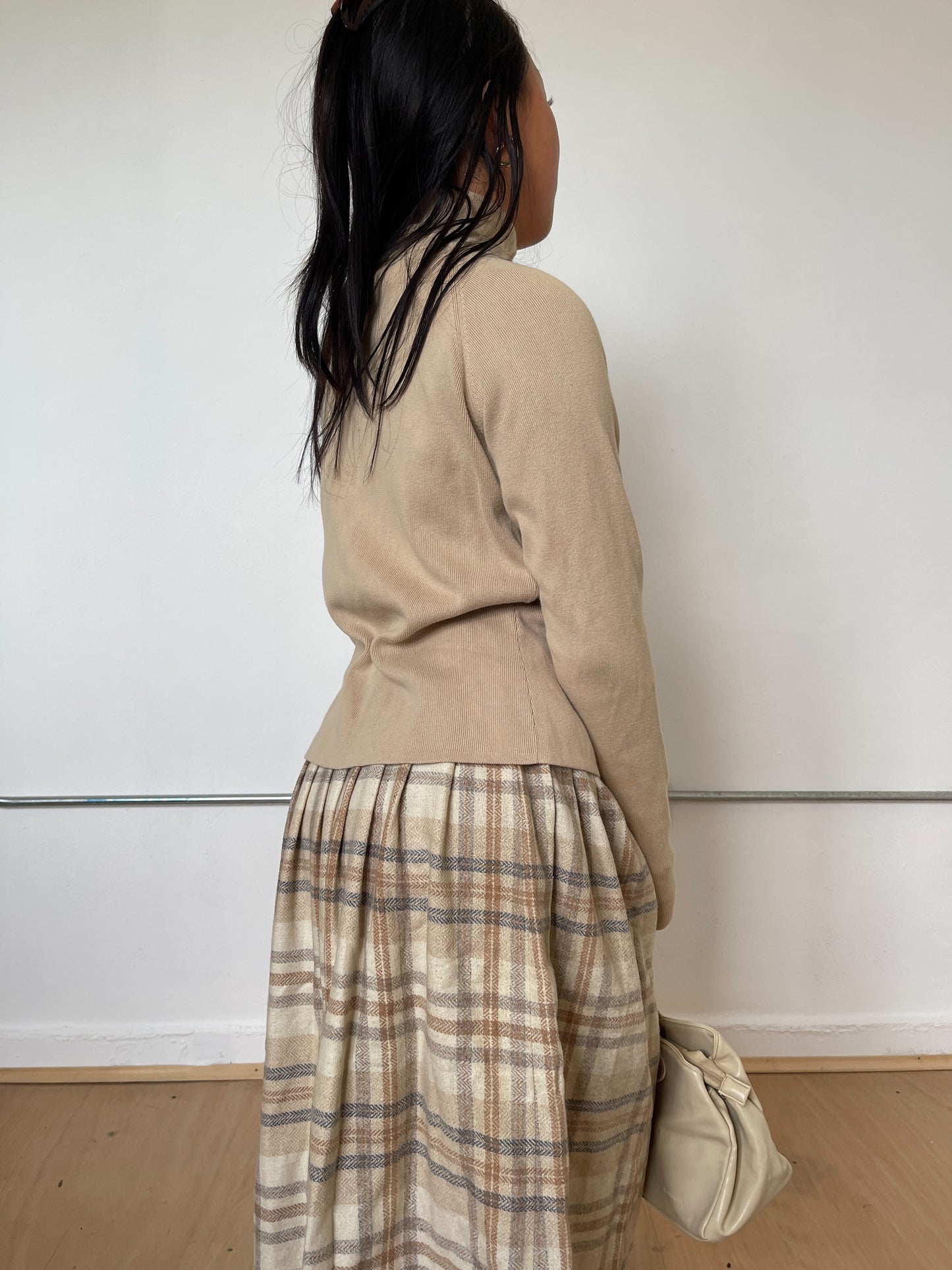 Vintage Beige Zip Up Jumper