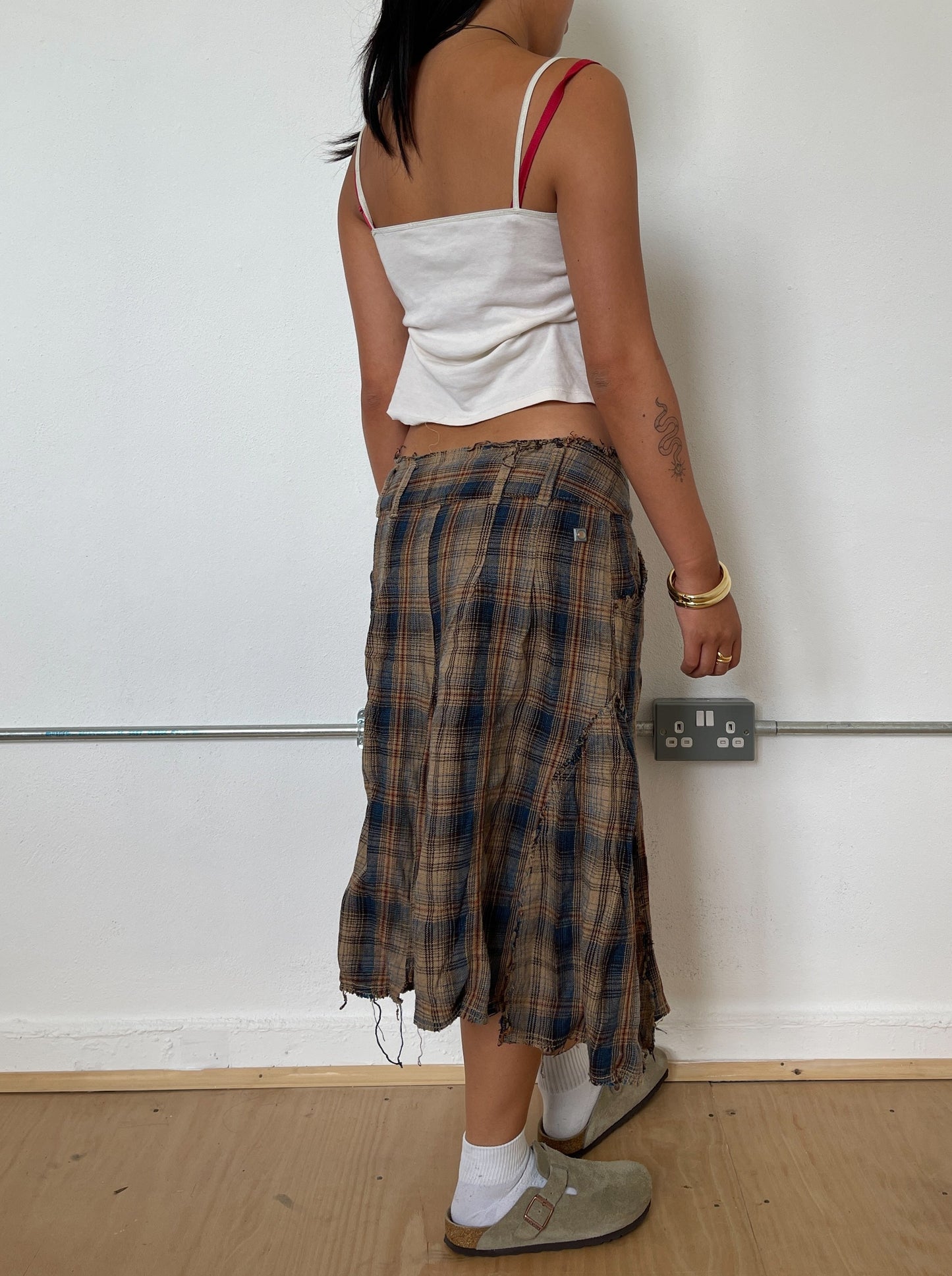 Vintage Plaid Midi Skirt