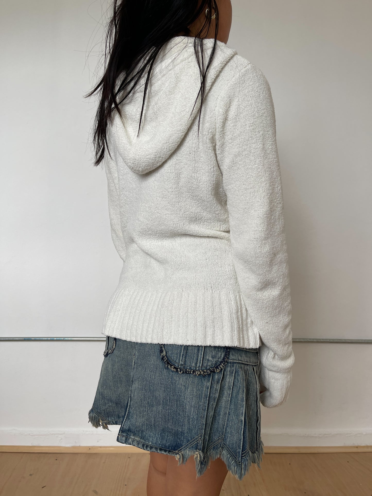 Vintage White Zip Up Hoodie