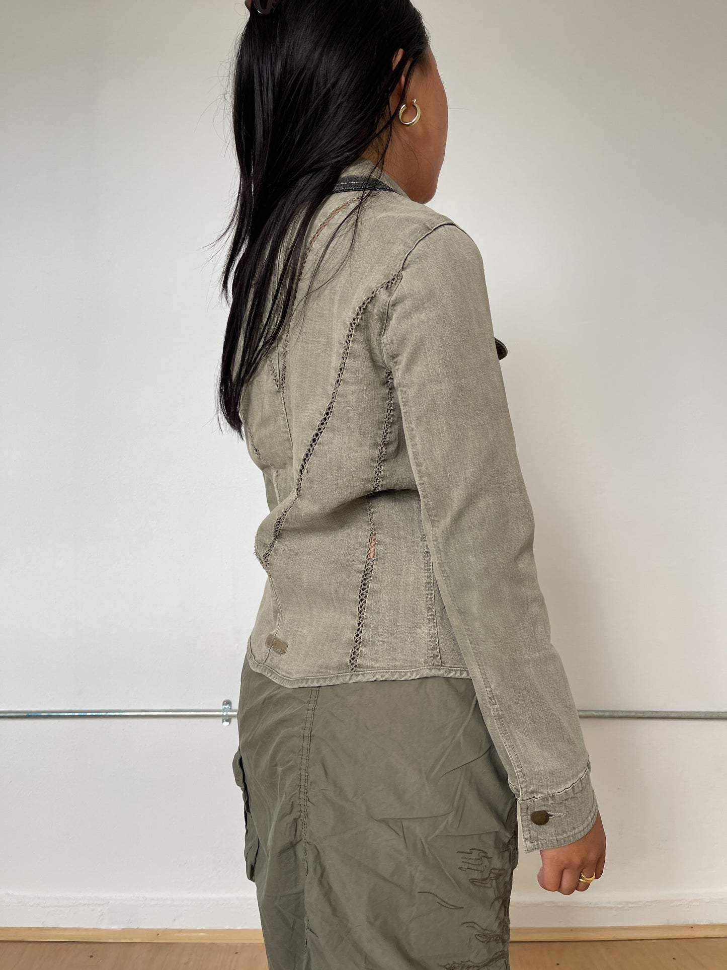 Vintage Khaki Zip Up Jacket