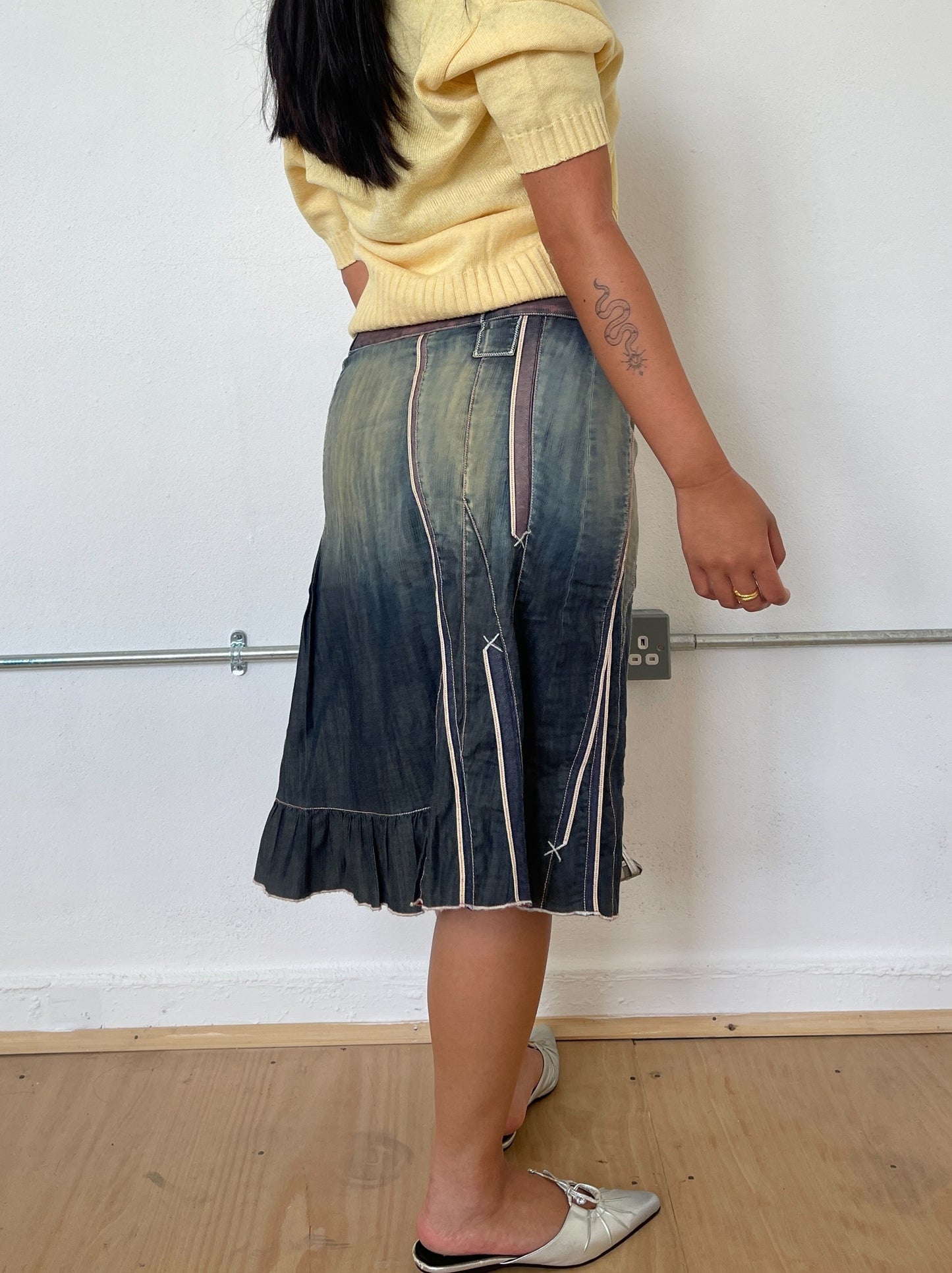 Vintage Denim Midi Skirt
