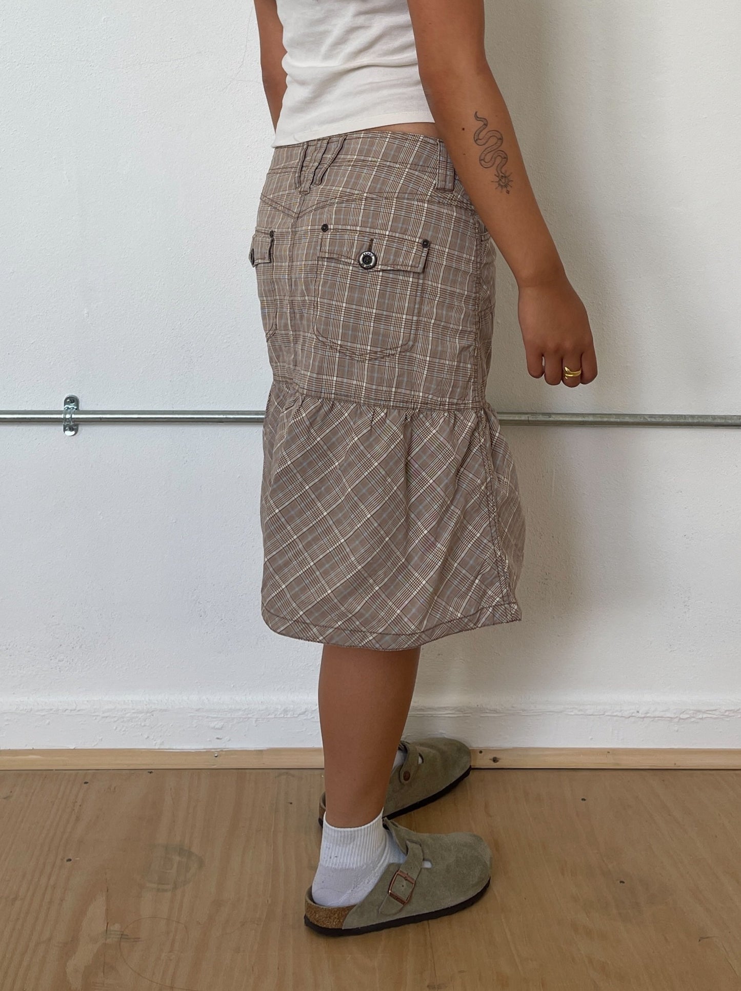 Vintage Checkered Midi Skirt