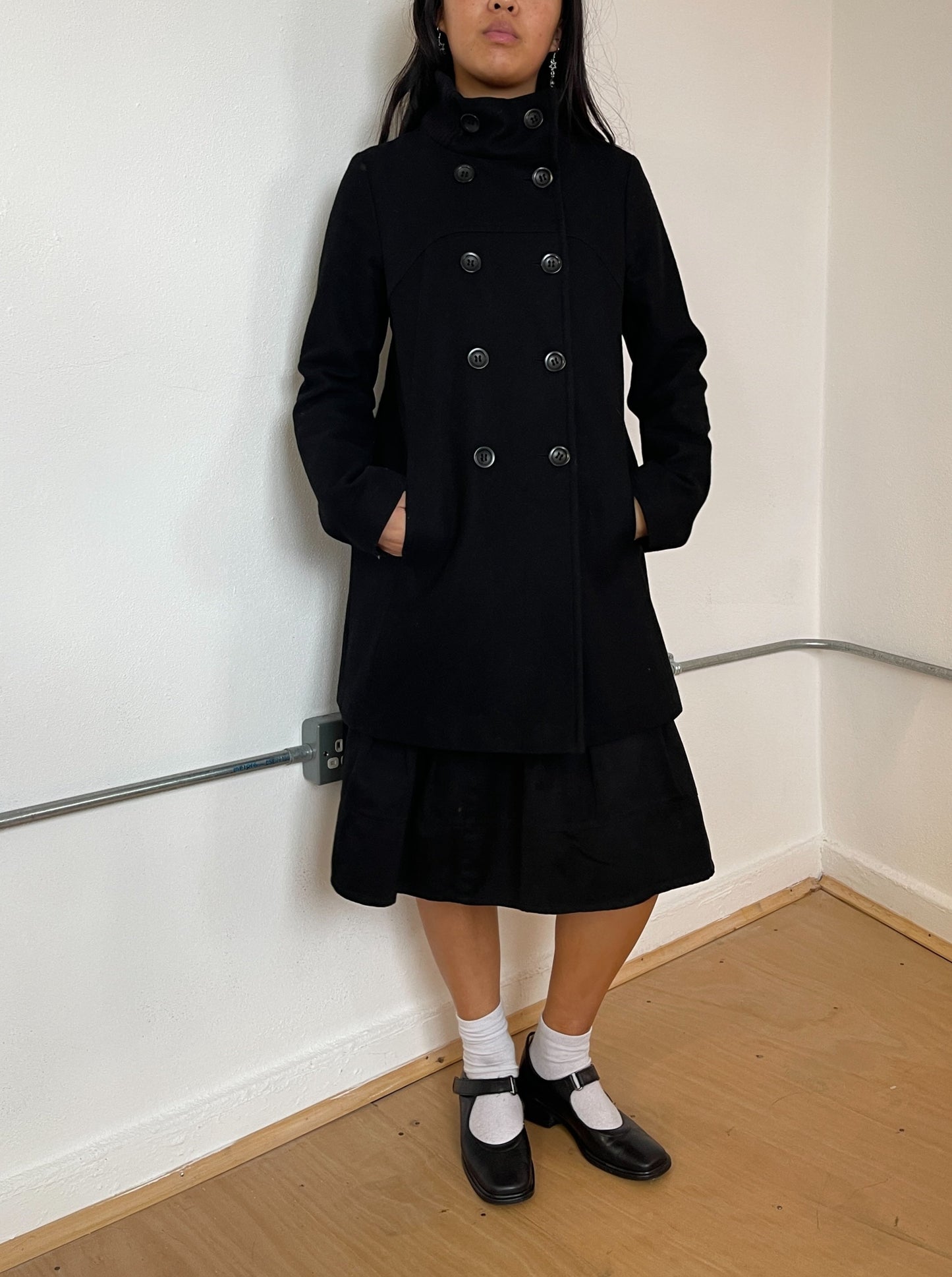 Black double breasted coat