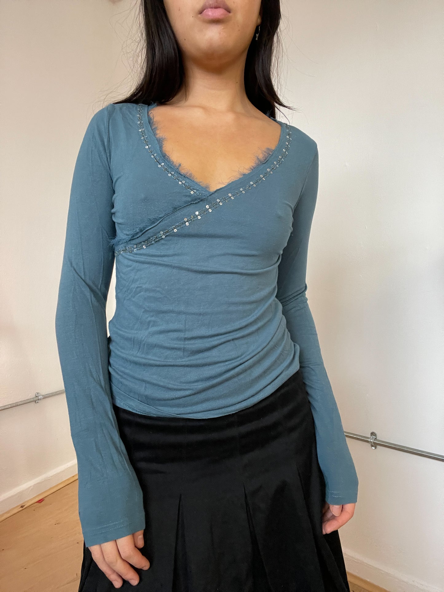 Blue long sleeve top