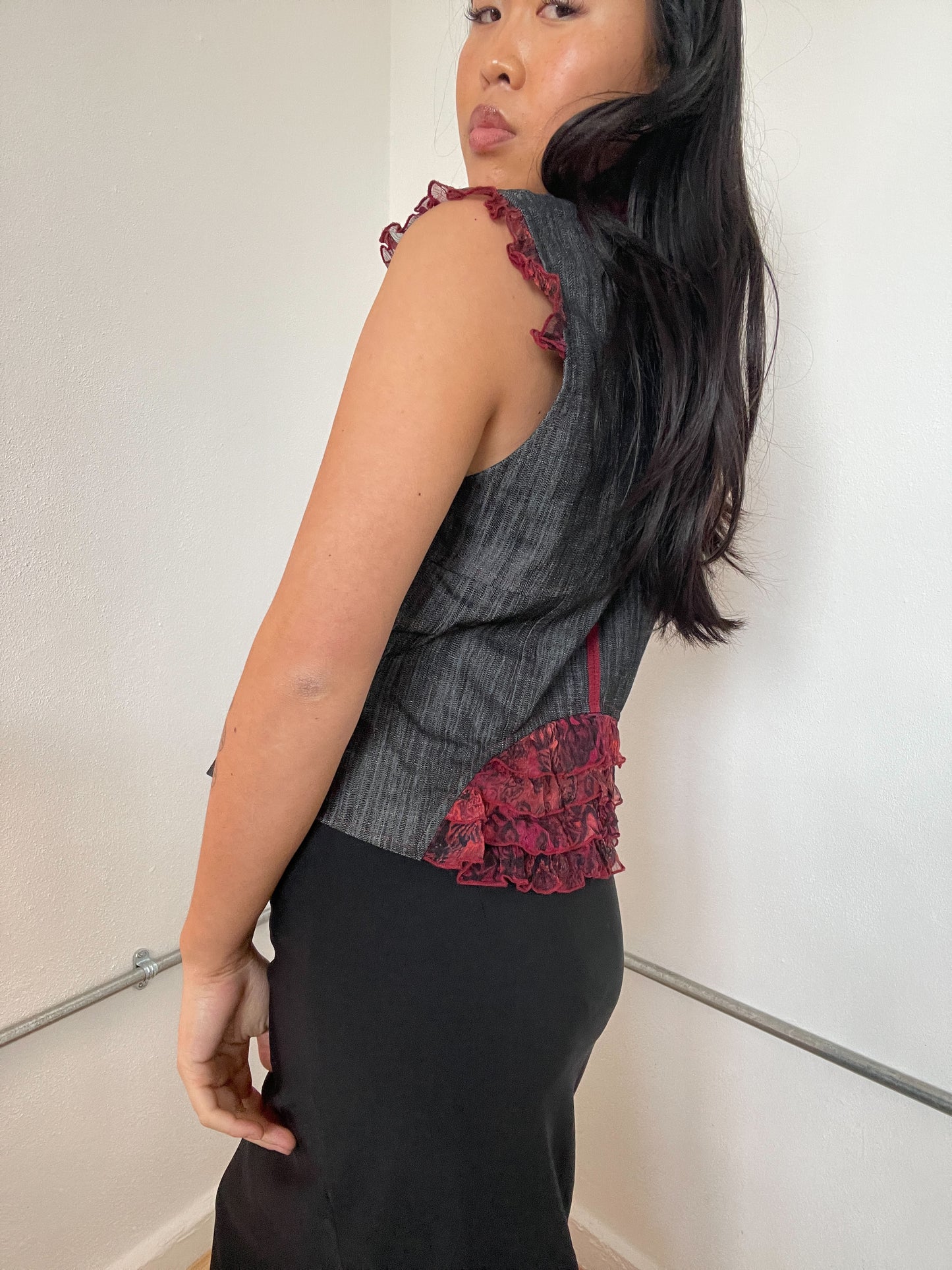 Denim waist coat jacket