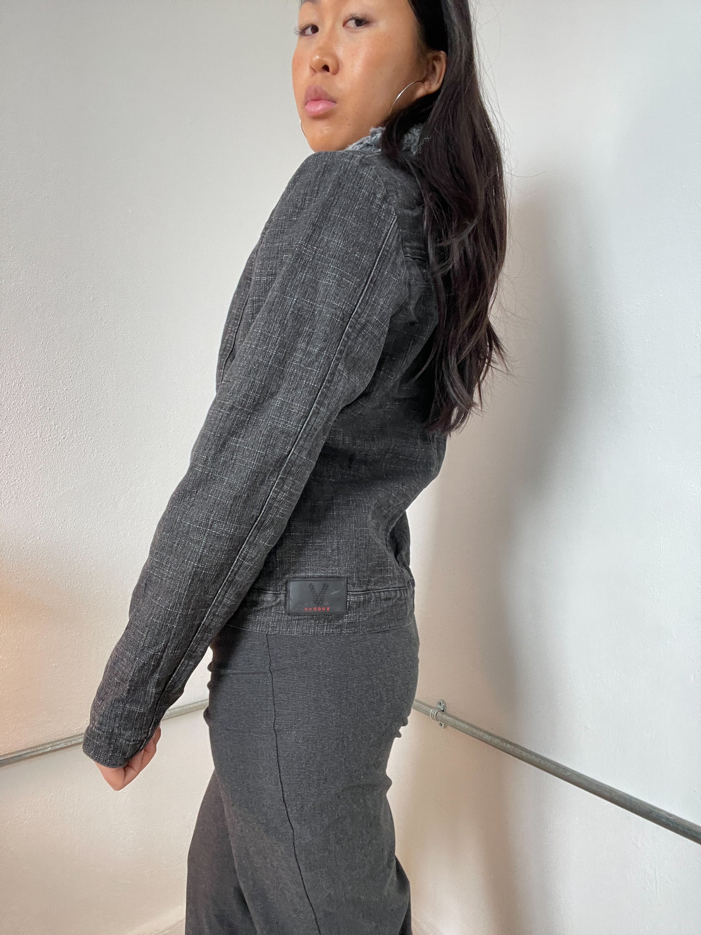 Fur Collared Denim Utility Jacket