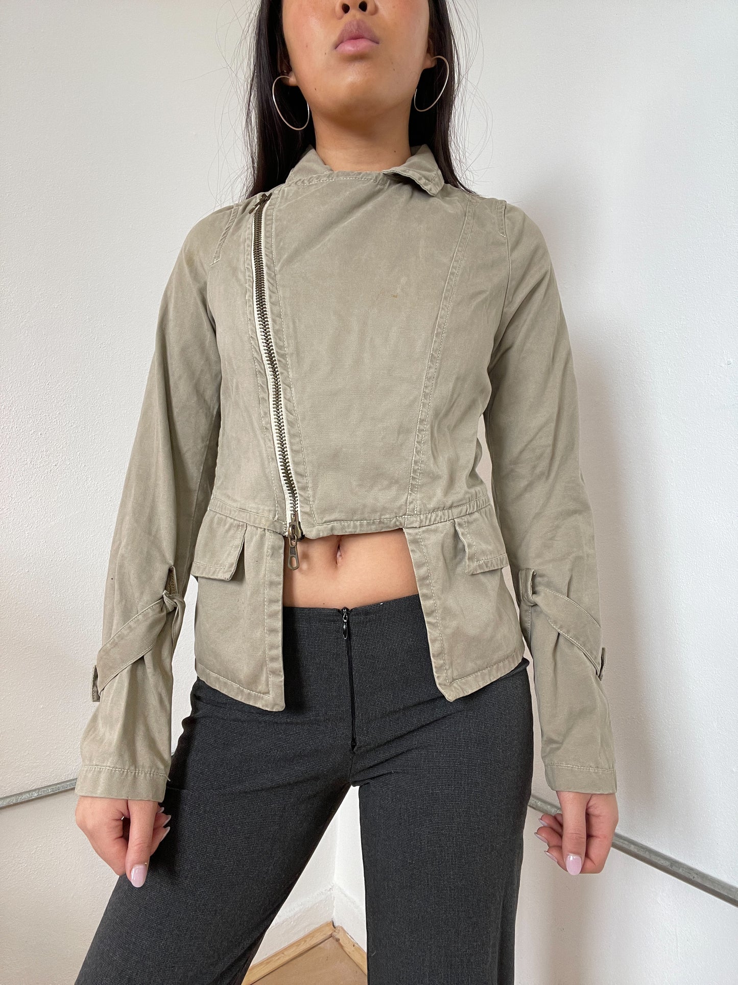 Camel Asymmetric Utility Jacket