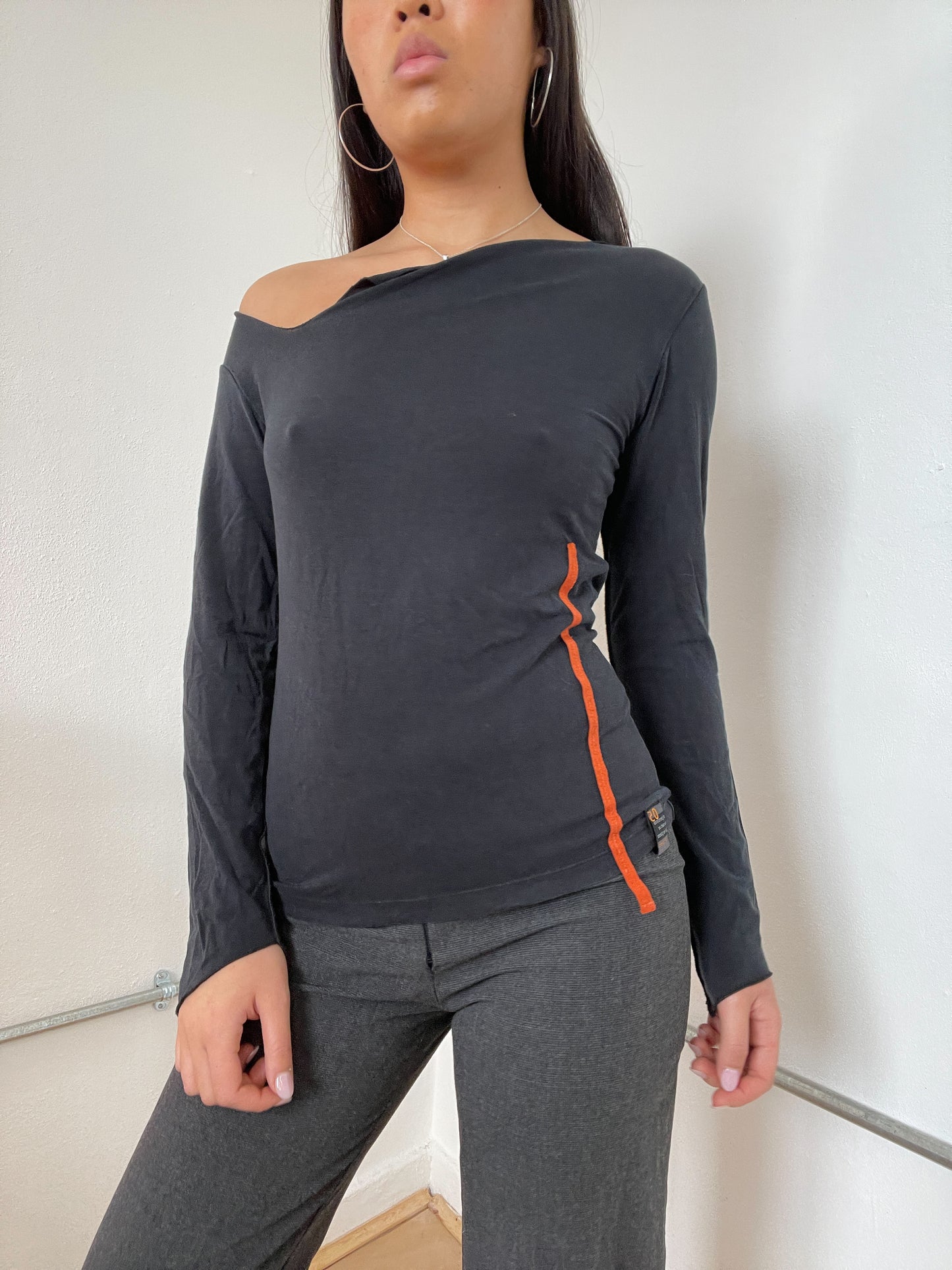 Cop Copine Black Off The Shoulder Long Sleeve Top