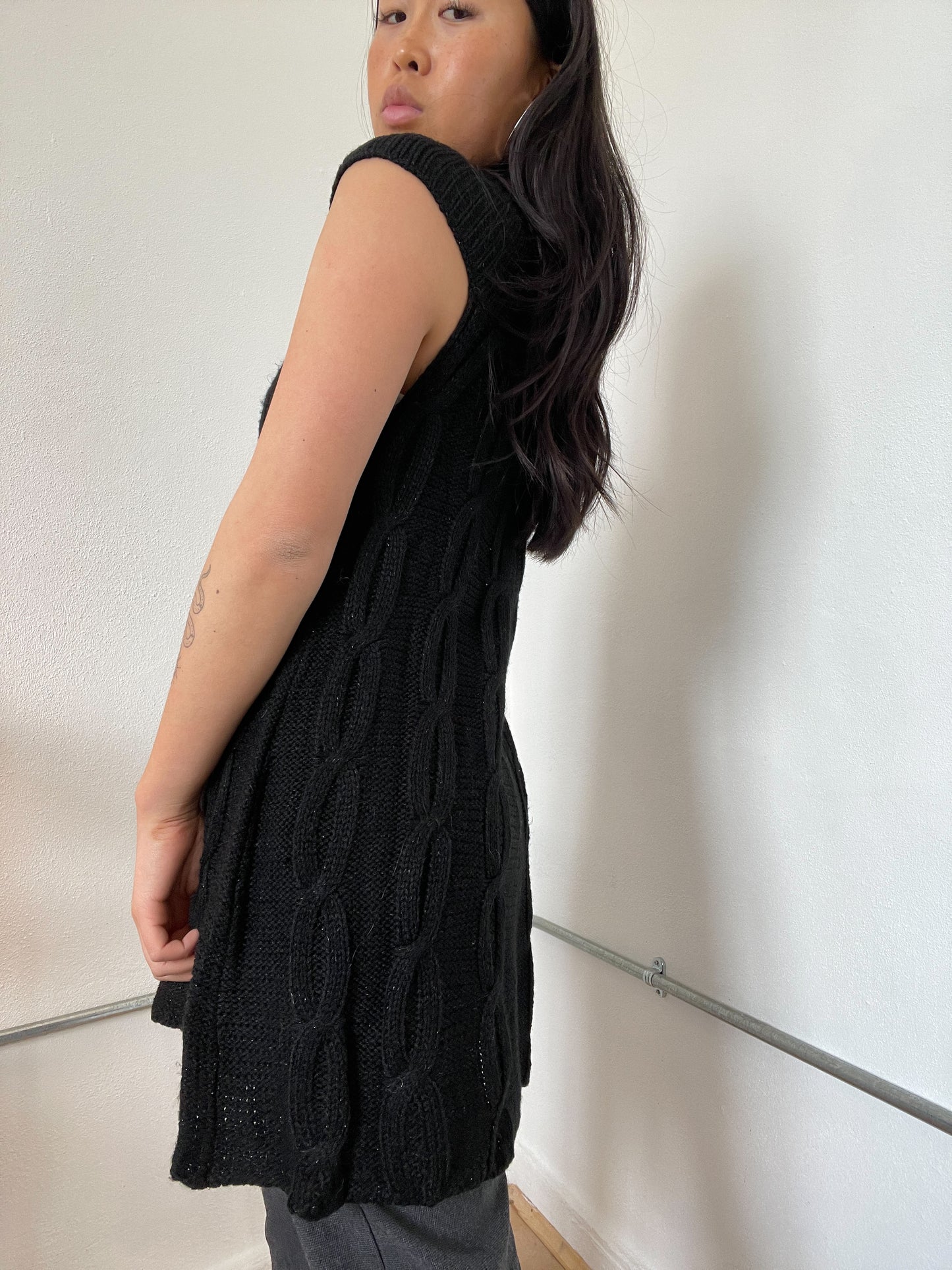 Black Knitted A-Line Dress