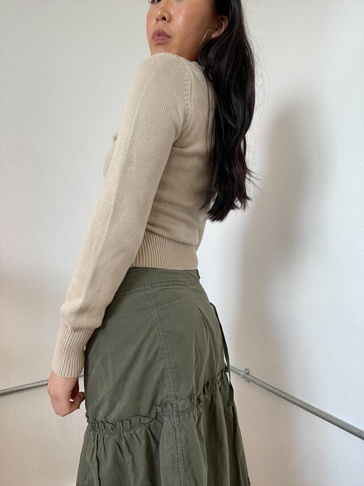 Brown Ribbed Long Sleeve Cardigan