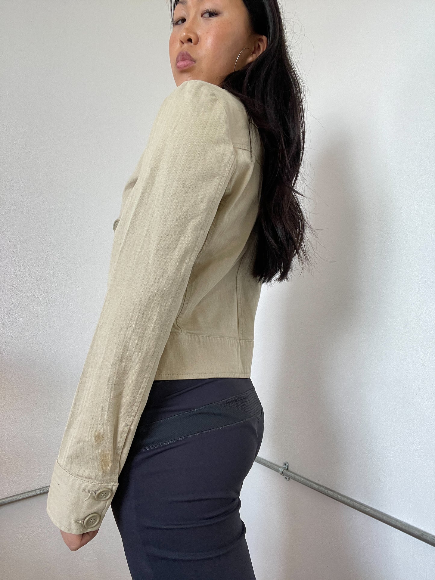 United colours of Benetton Light Cream Cargo Zip Up Utility Jacket