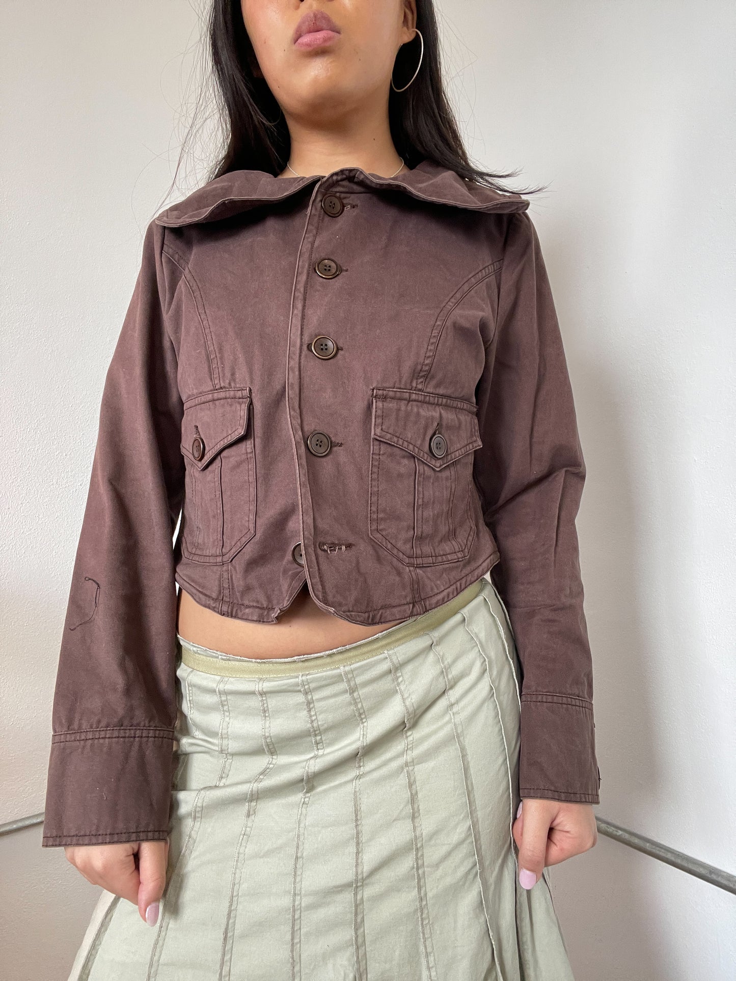Brown Cropped Utility Jacket