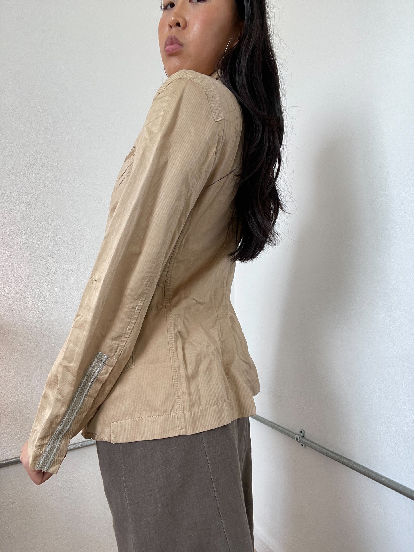Camel Asymmetric Marithé François Girbaud Utility Jacket