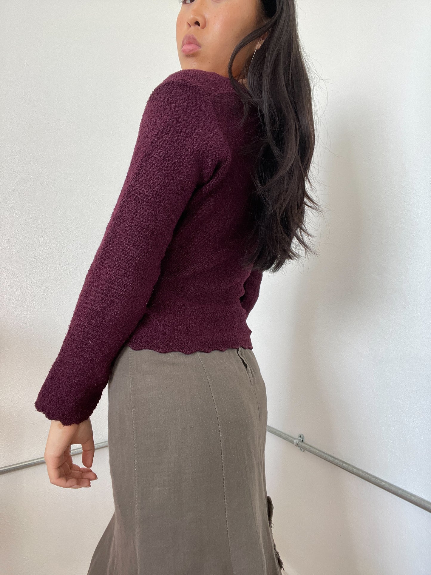 Plum Purple Knitted Asymmetric Top