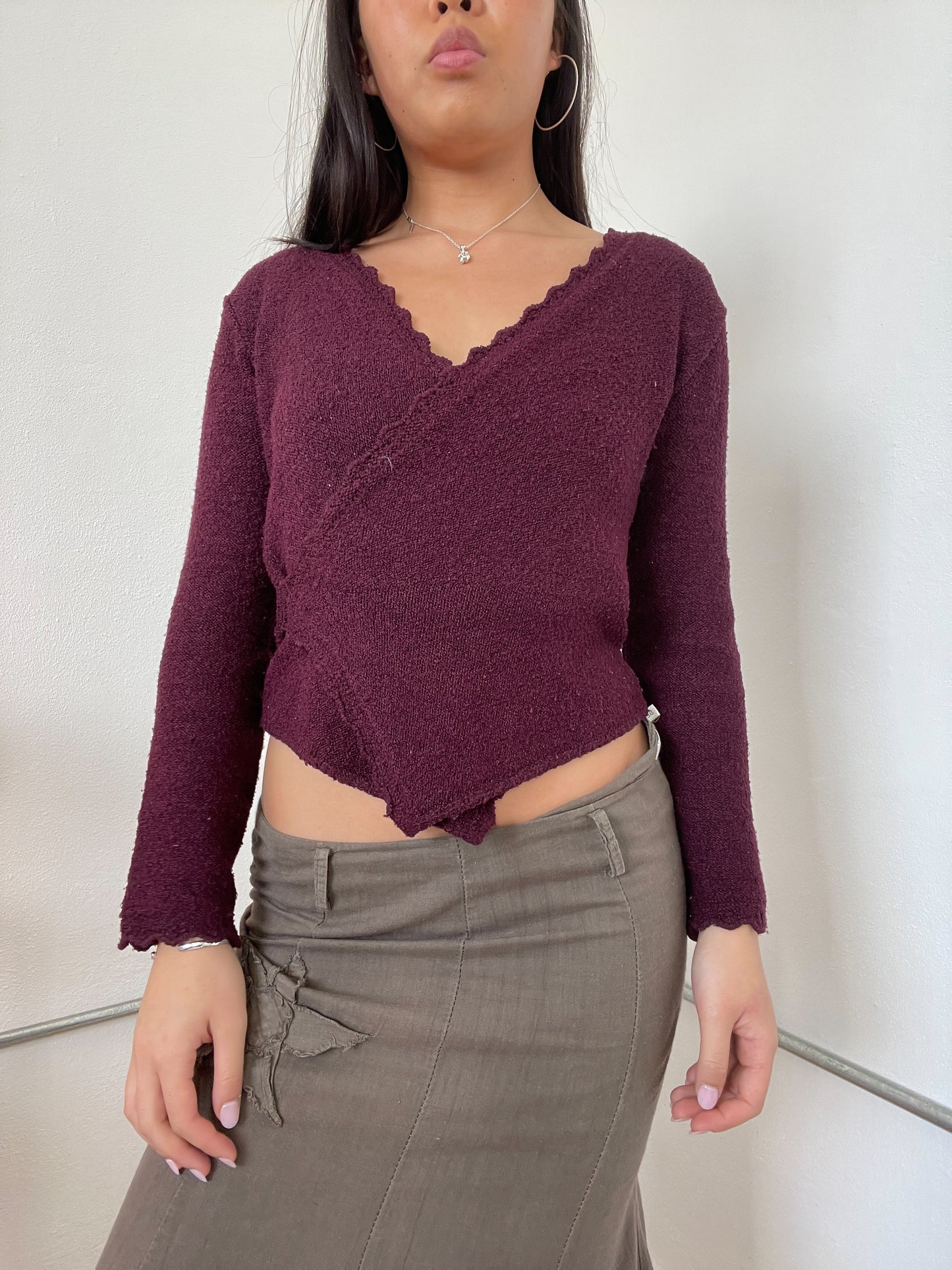 Plum Purple Knitted Asymmetric Top