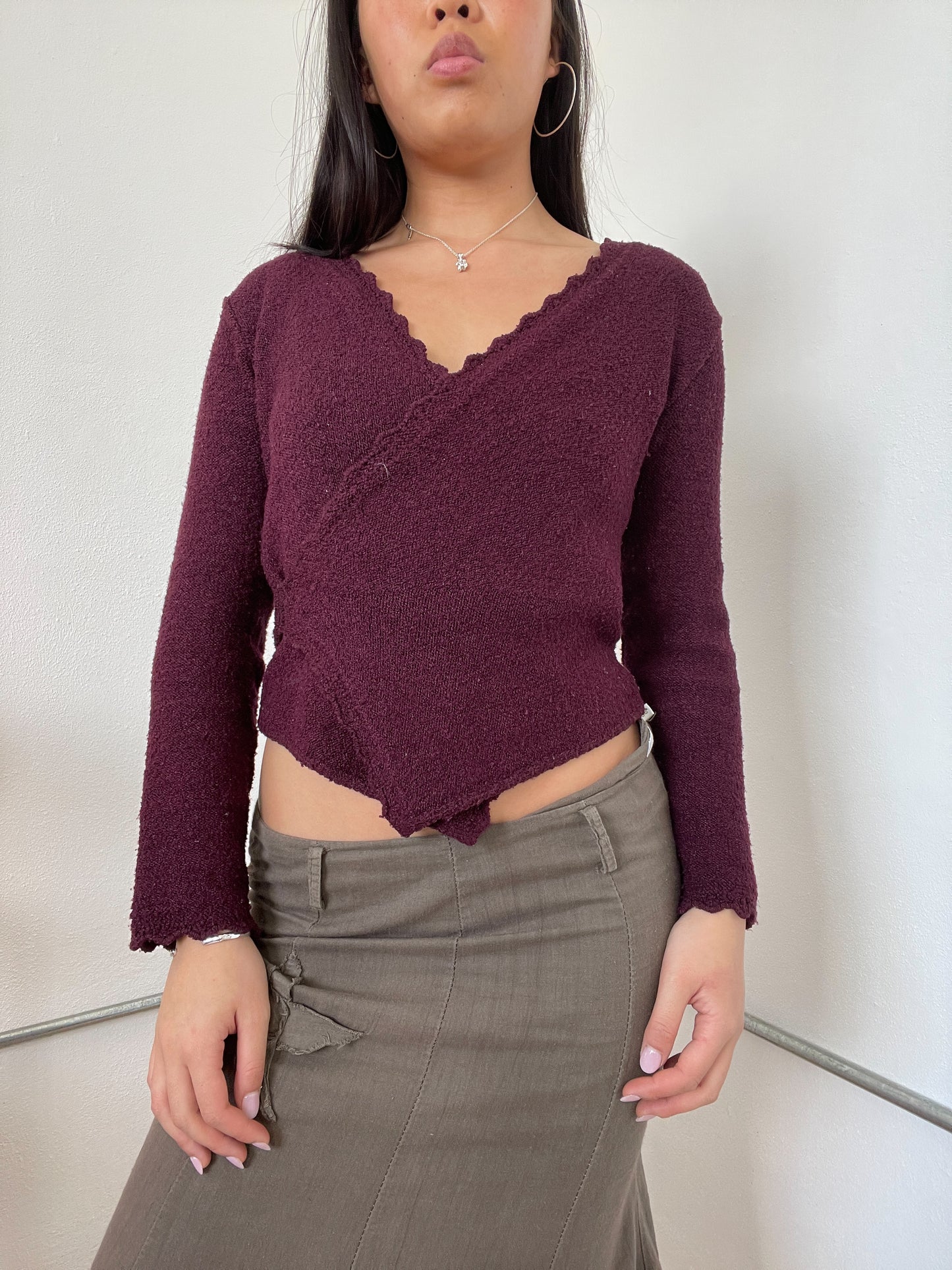 Plum Purple Knitted Asymmetric Top