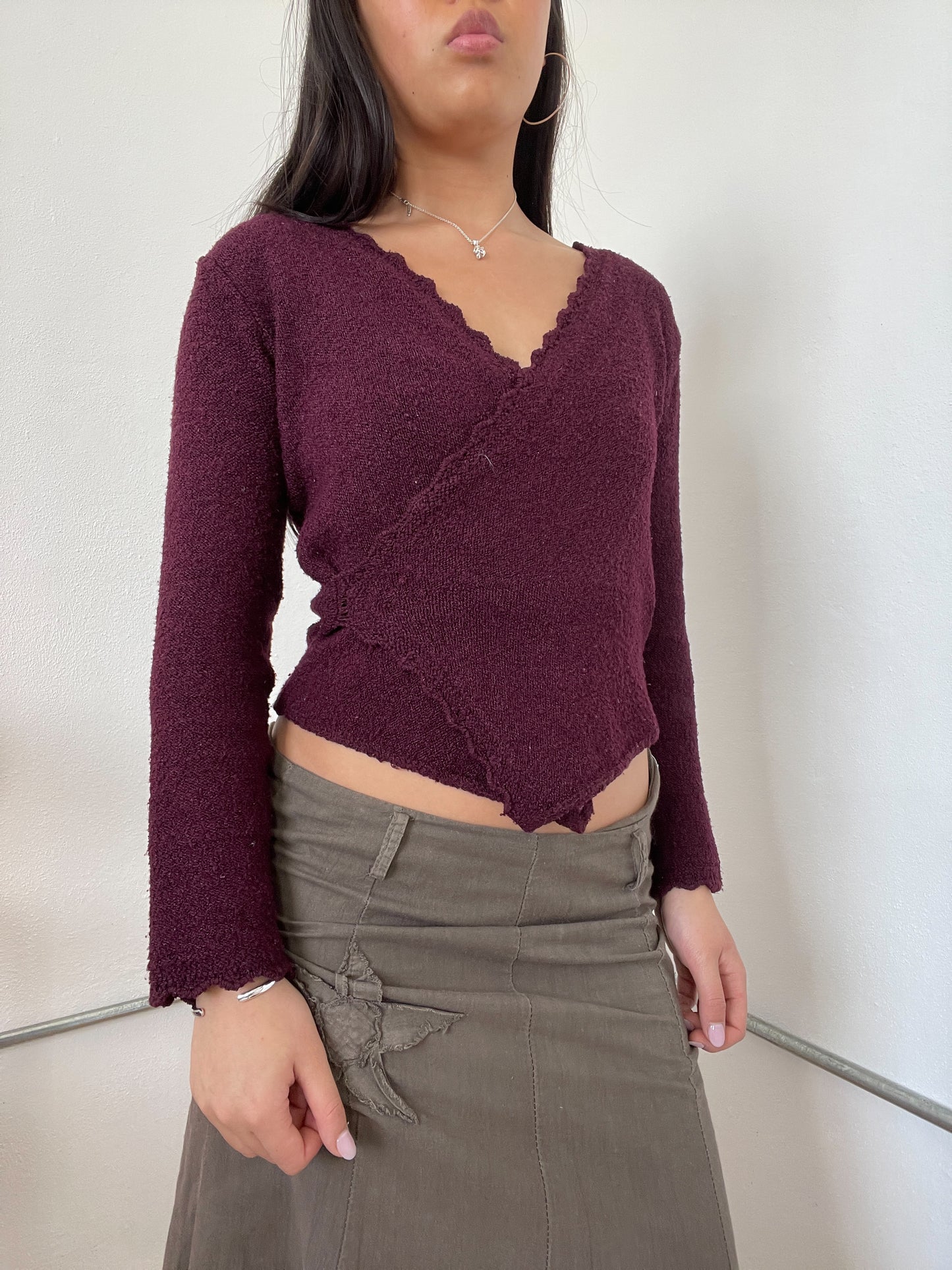 Plum Purple Knitted Asymmetric Top