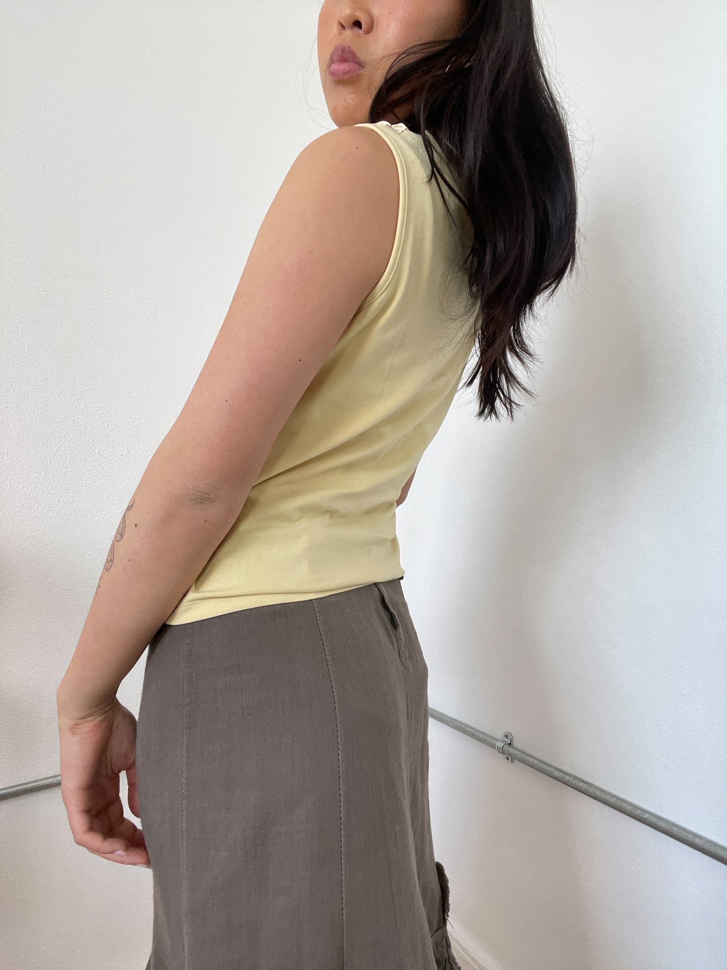 Baby Yellow Textured Vest Top