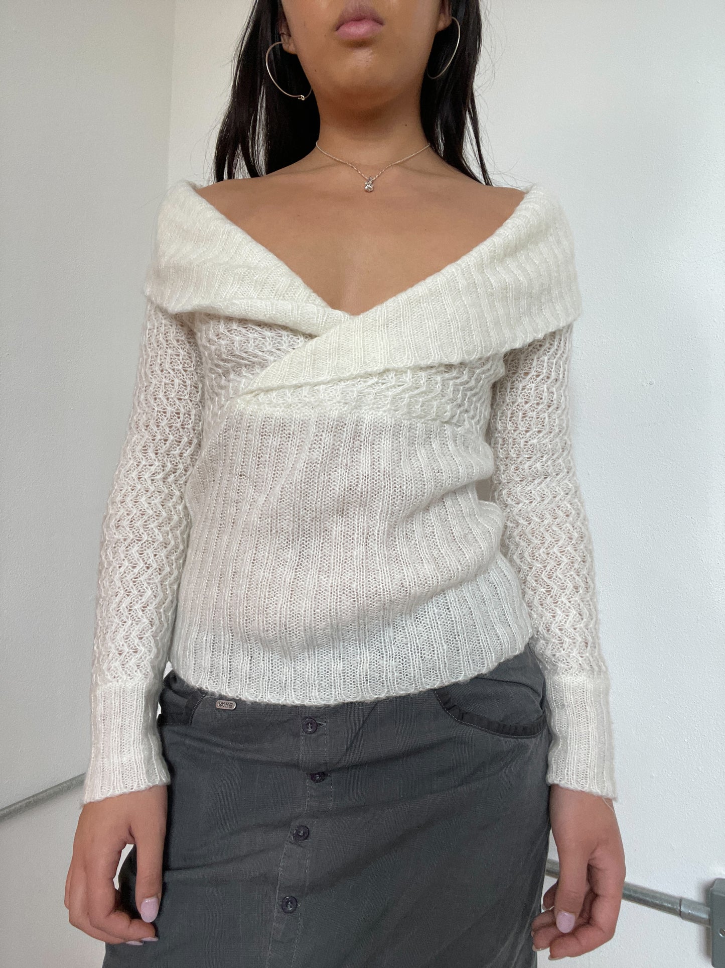 Off White bardot knit jumper