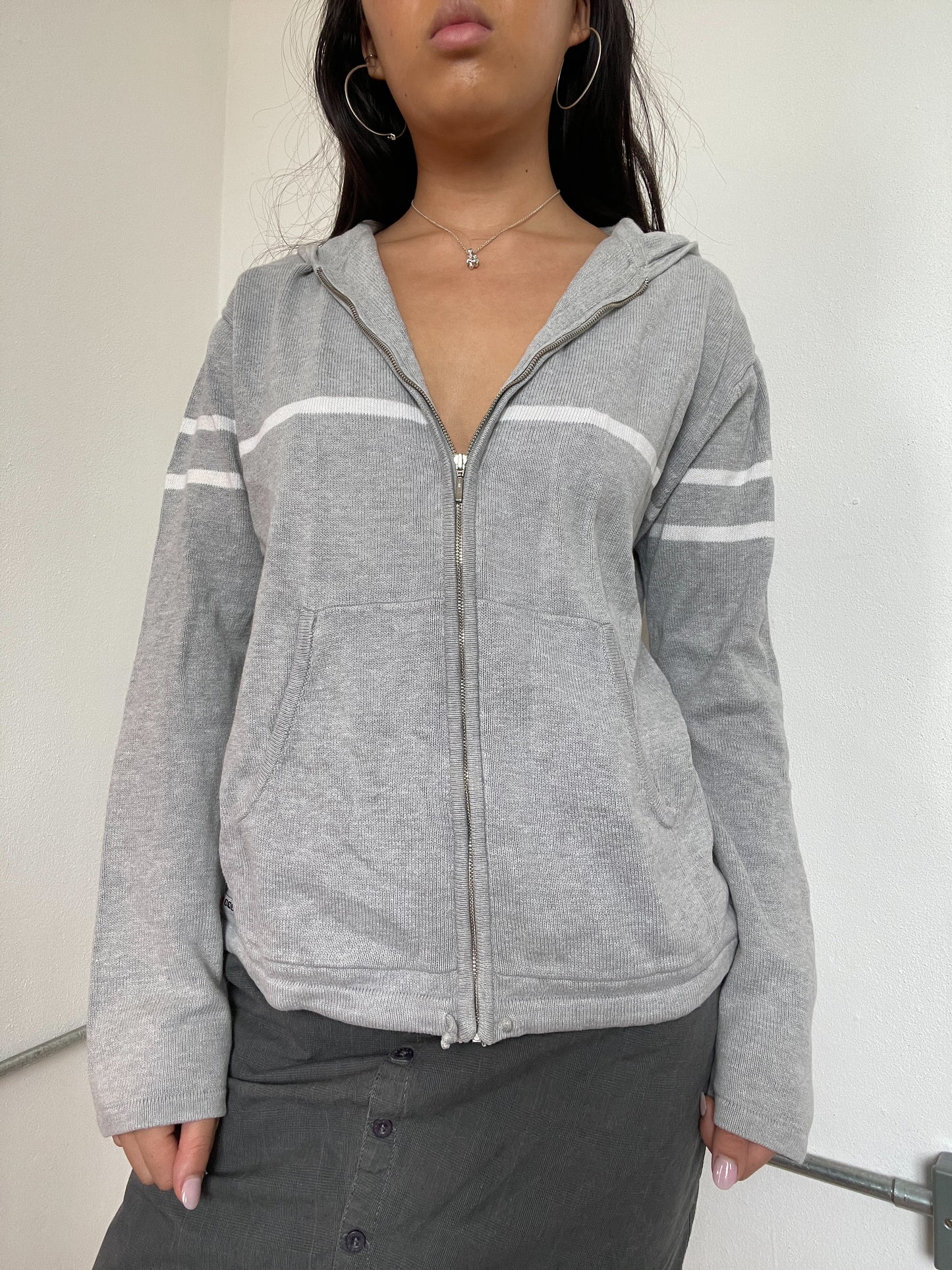 Grey Zip Up Track Hoodie