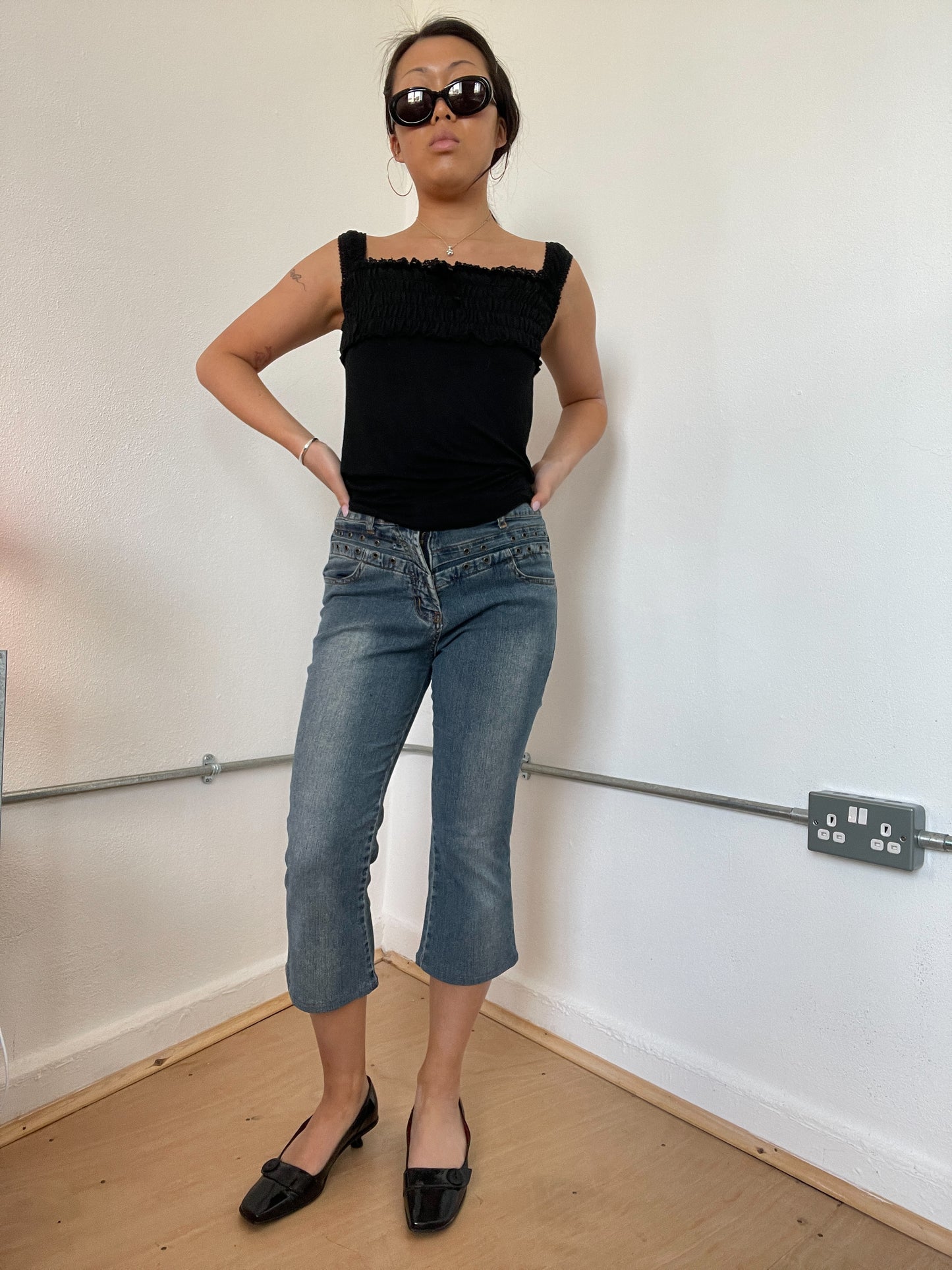 Denim Faded Capri Jeans