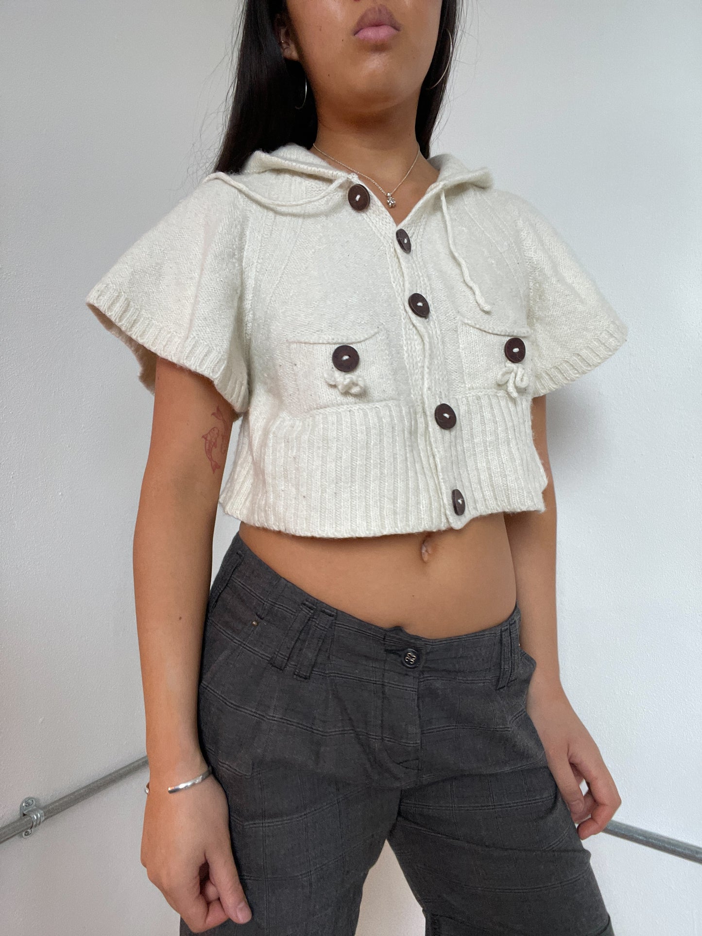 Light Cream Knitted Swing knit Top