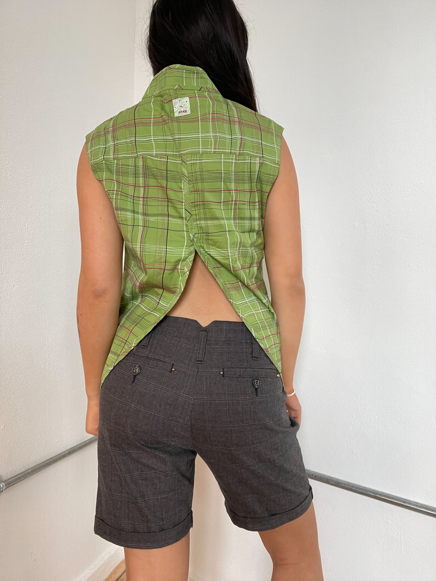 Green Patterned Tartan Vest Top