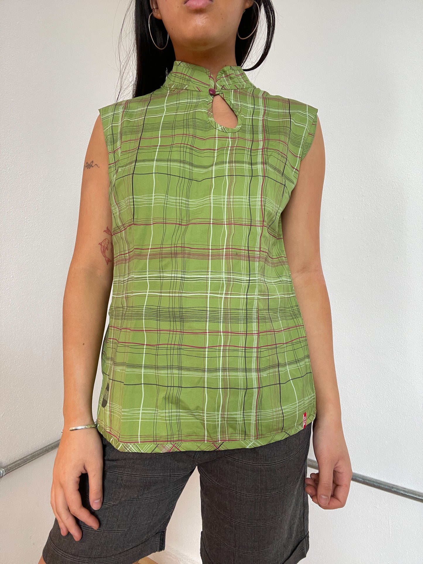 Green Patterned Tartan Vest Top