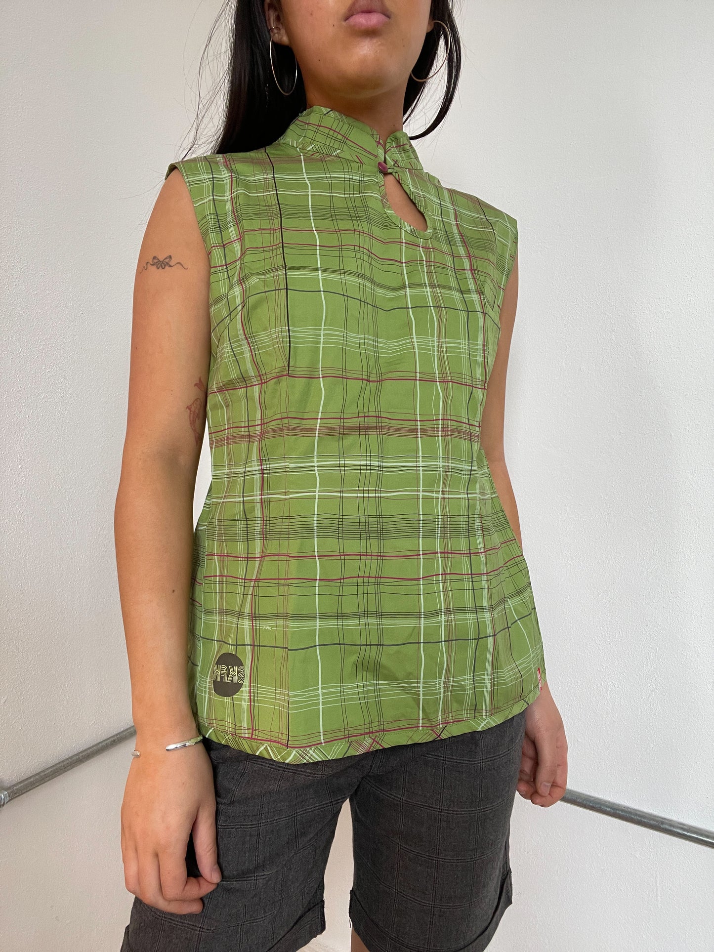 Green Patterned Tartan Vest Top