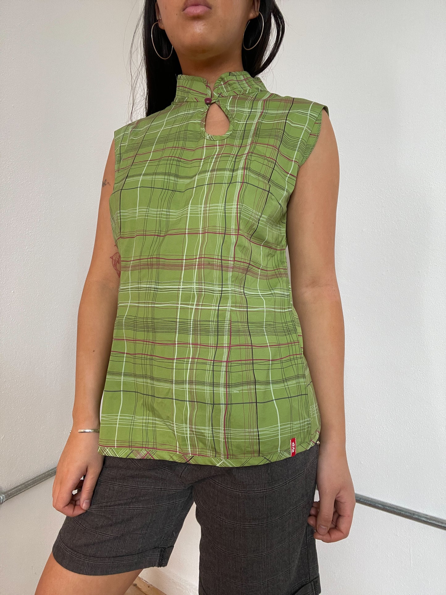 Green Patterned Tartan Vest Top