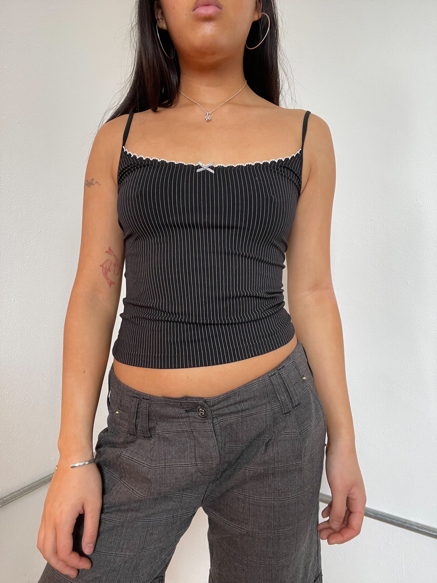 Black And White Pinstripe Cami Top