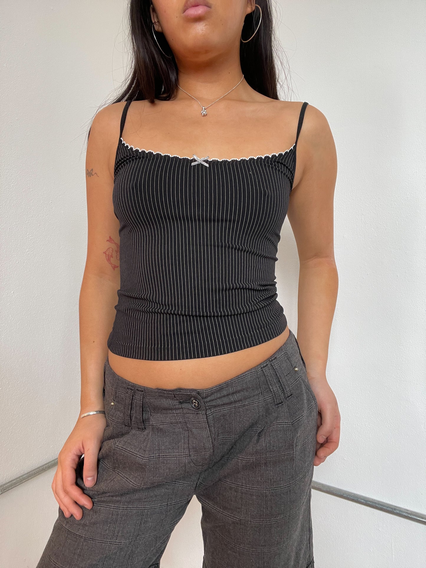 Black And White Pinstripe Cami Top