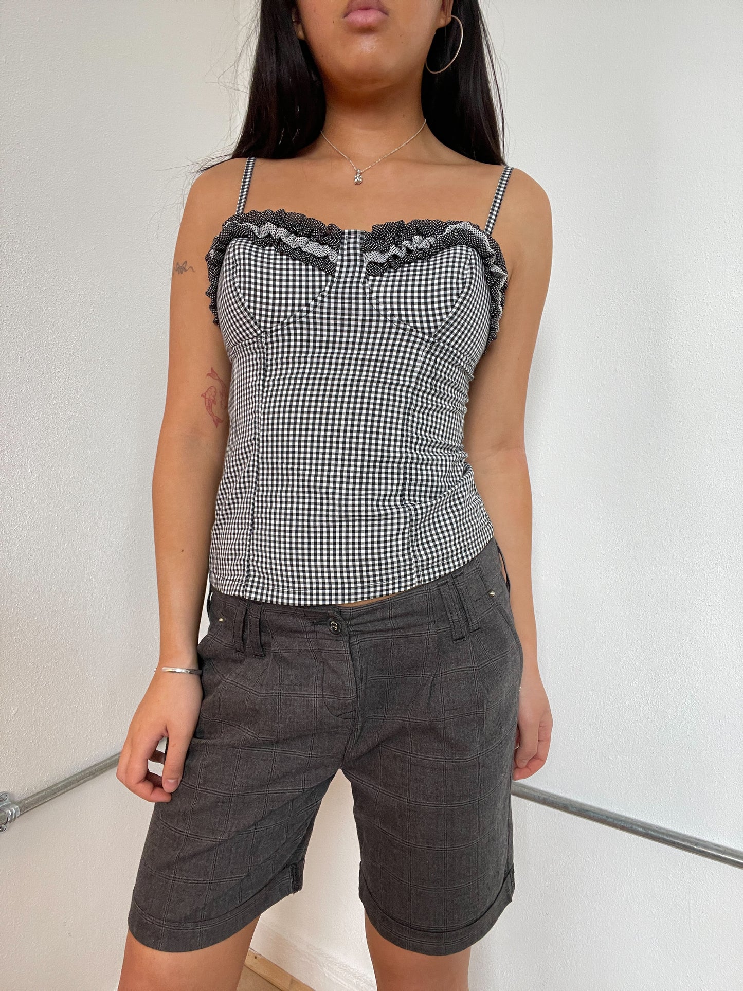 Black And White Checkered Corset Top