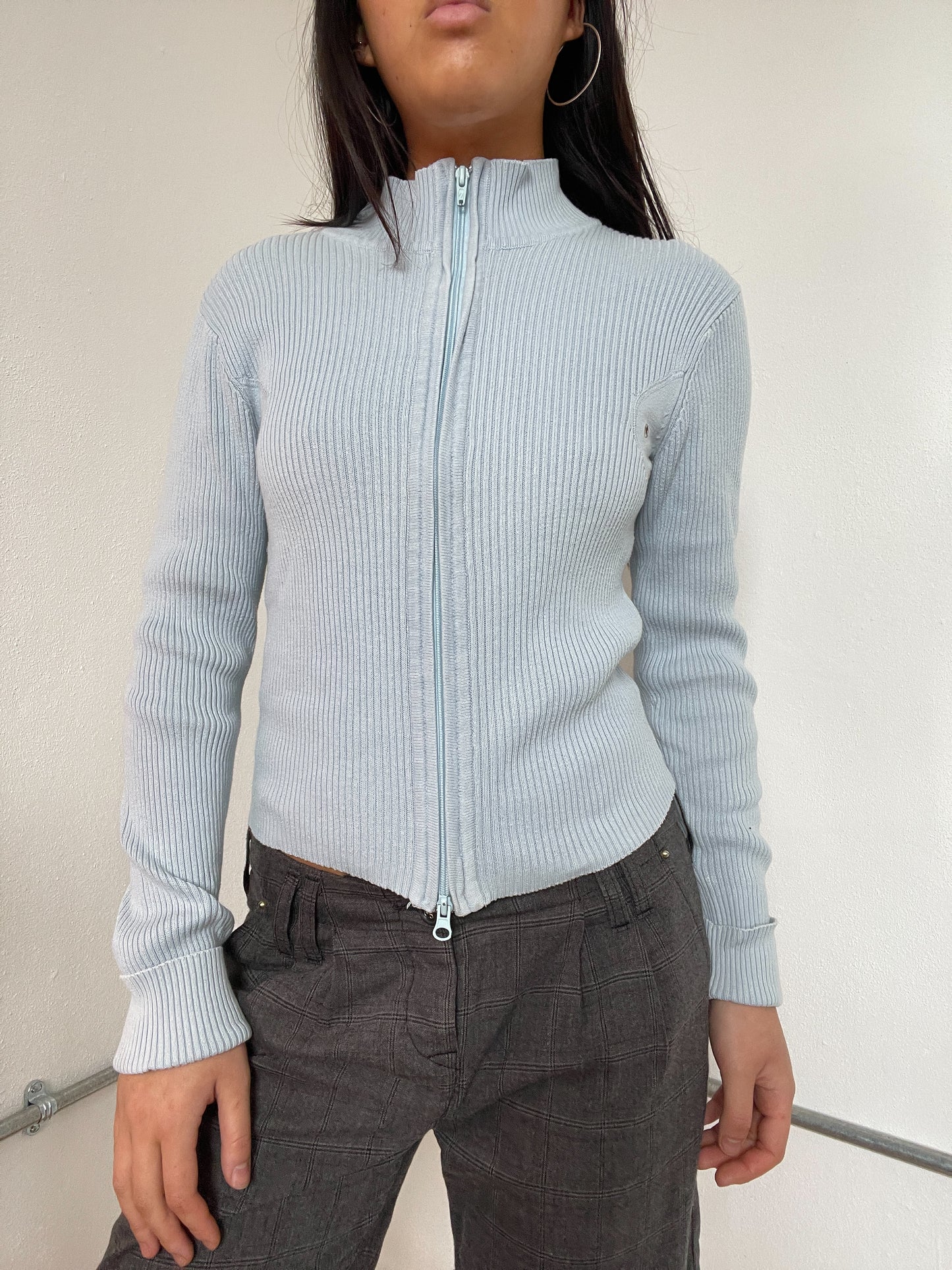 Baby Blue Ribbed Knit Jumper
