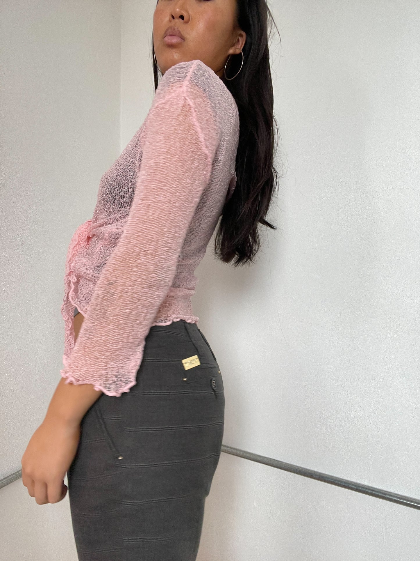 Baby Pink Sheer Tie-Up Top